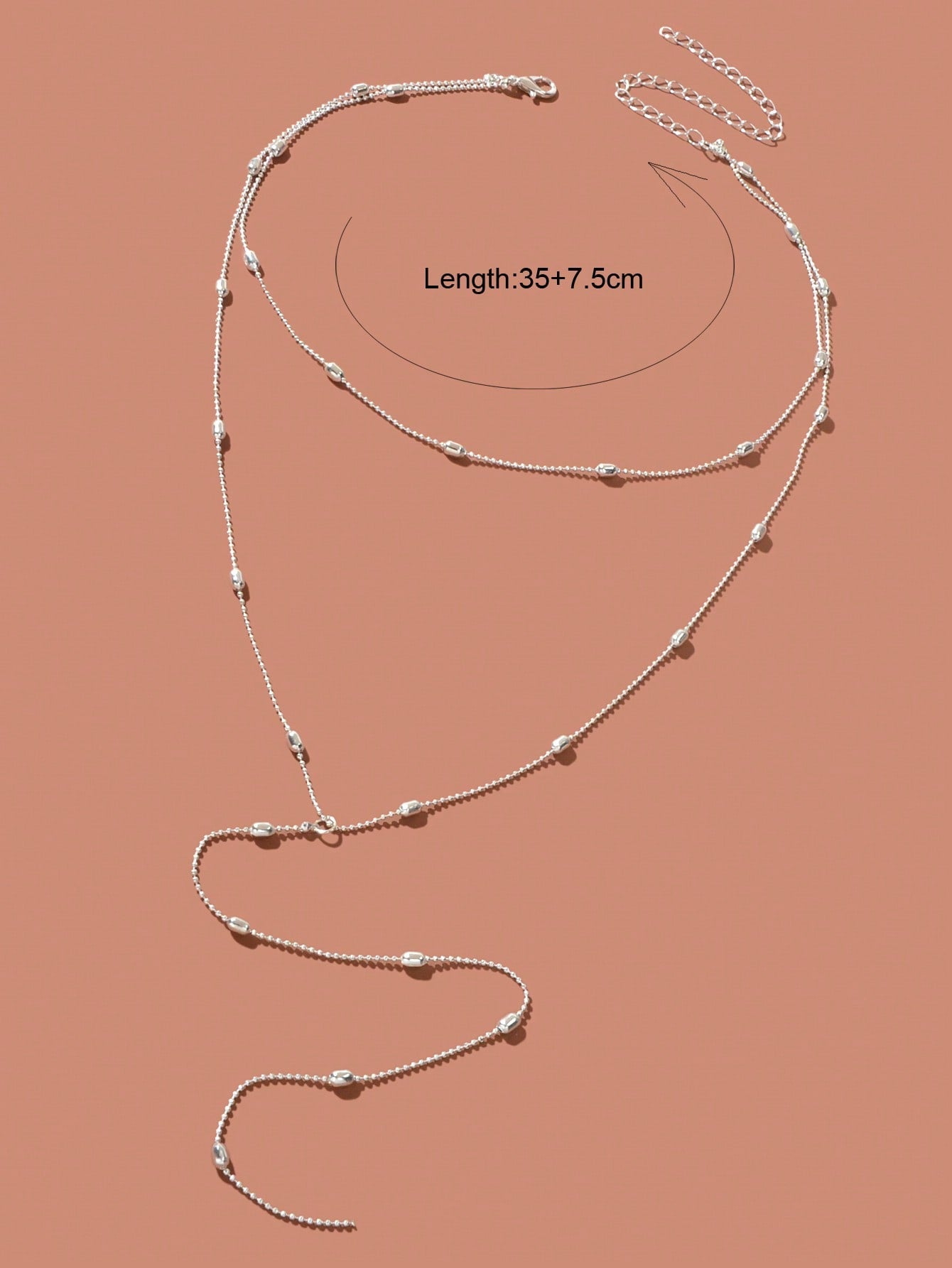 Double-Layered Beaded Wave Chain Tassel Necklace Elegant Statement Piece