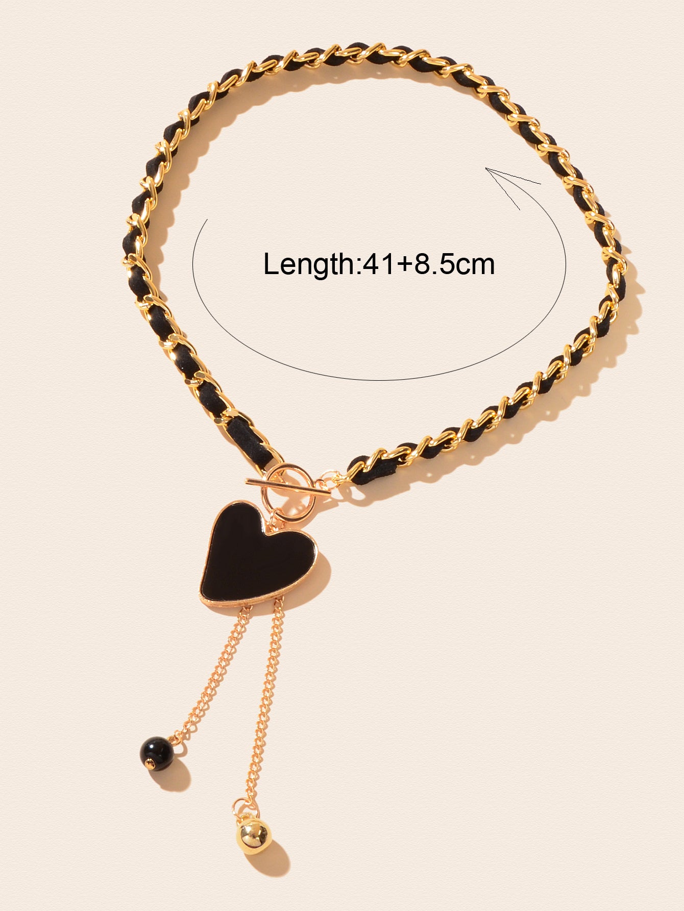 Designer Stylish Heart Charm Ball Pendant Tassel Braided Long Necklace for Party