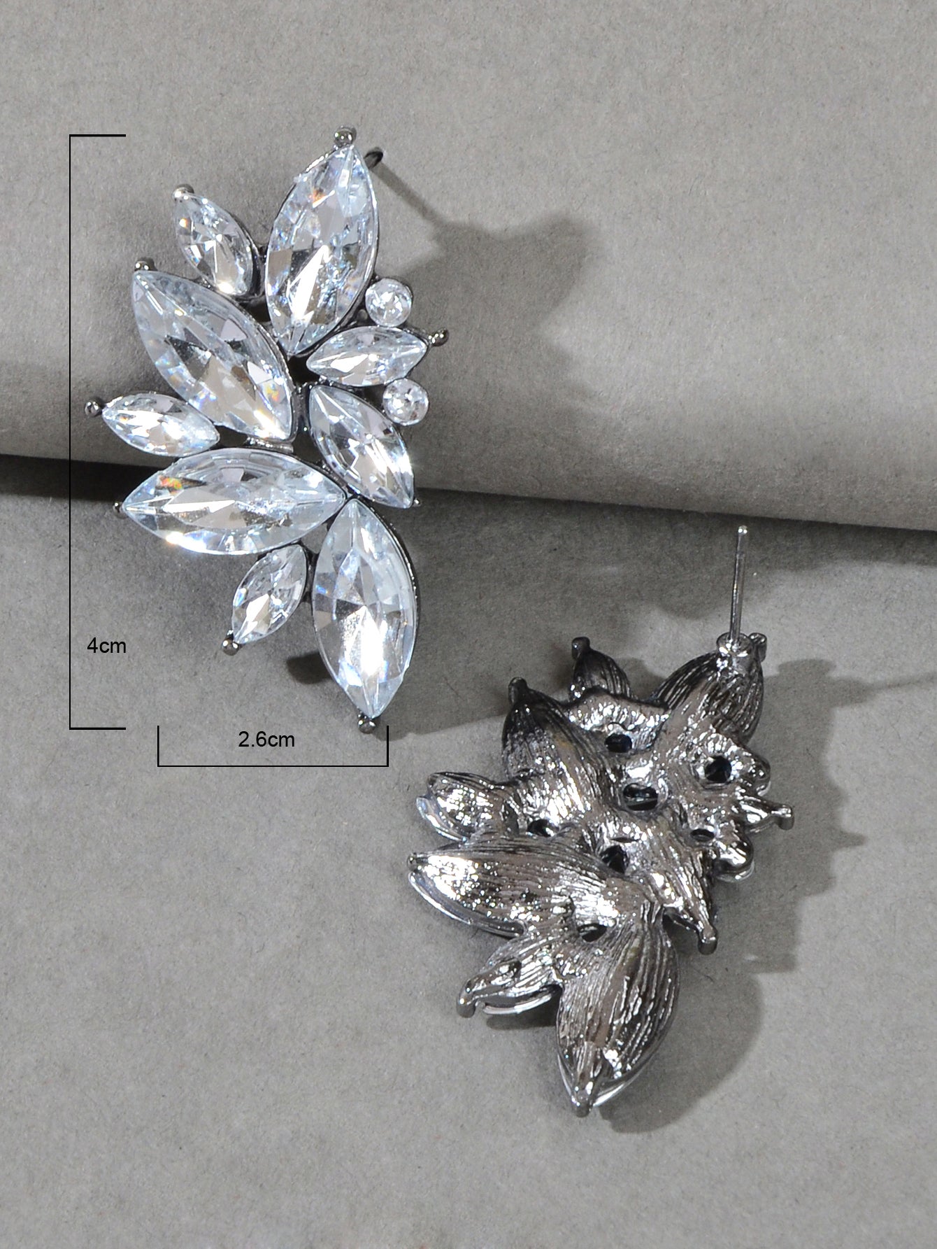 Female Luxurious Jewelry Sparkly Crystal Flower Stud Bridal Engagement Earrings