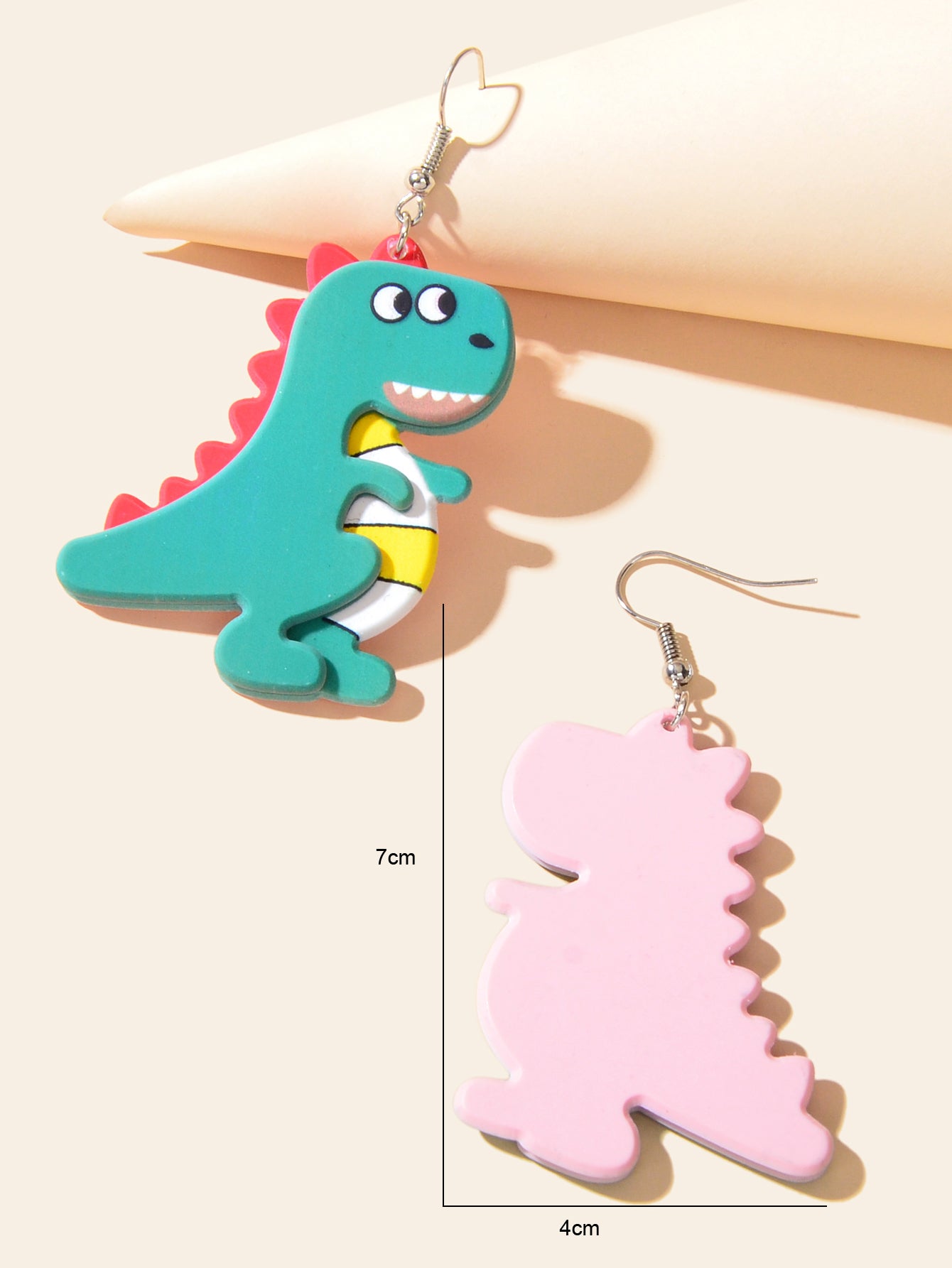 Lovely Cartoon Jewellery Design Green Acrylic Dinosaur Dangle Earrings for Women