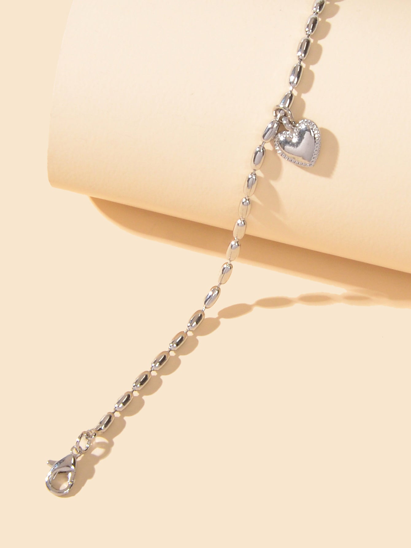 Trendy Jewellery Silver Beads Chain Heart Charm Bracelets Women Festival Gift