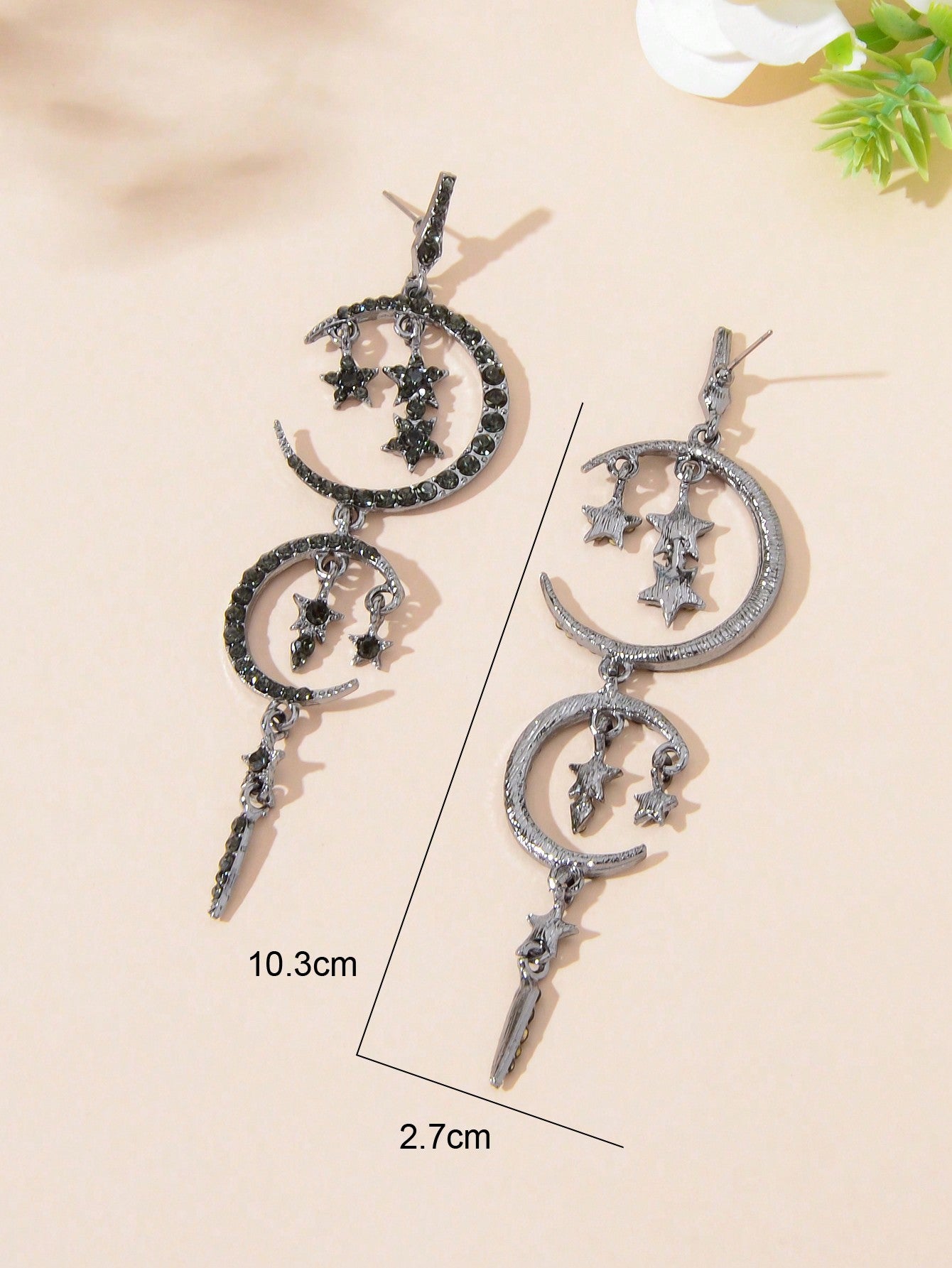 Starry Nights Long Earrings with Multiple Star Moon Pendants Celestial Glamour