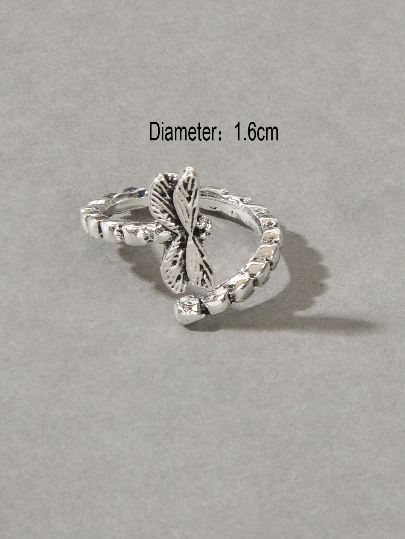 Vintage Designer Traditional Antique Silver Carved Dragonfly Finger Ring Jewelry