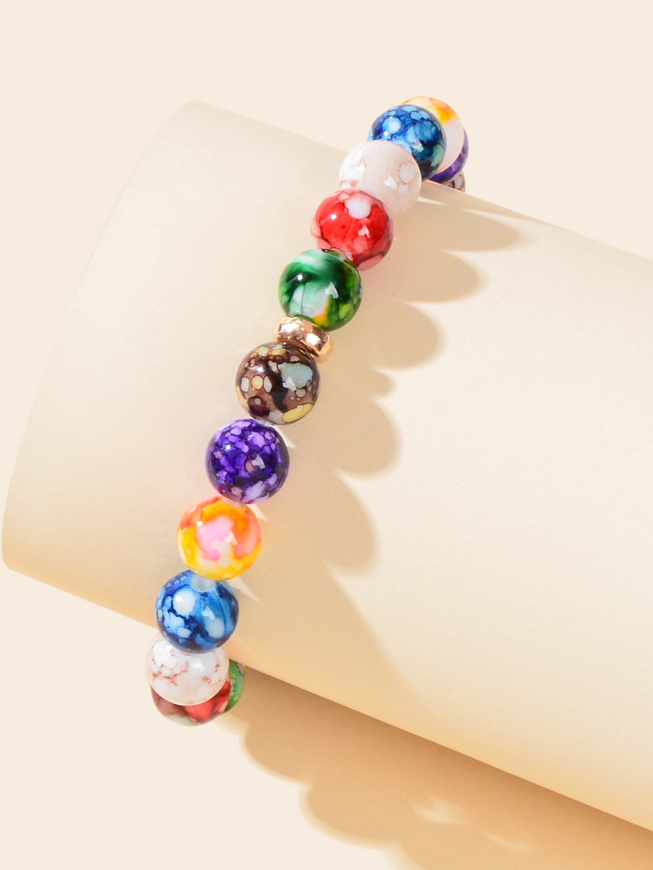 Bohemian Ethnic Style Colourful Resin Stone Beaded Stretchy Bracelet for Holiday