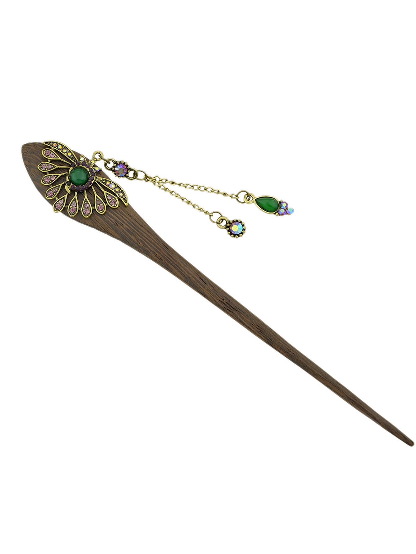 Traditional Style Colorful Rhinestone Peacock Hair Sticks Women Hair Accessories