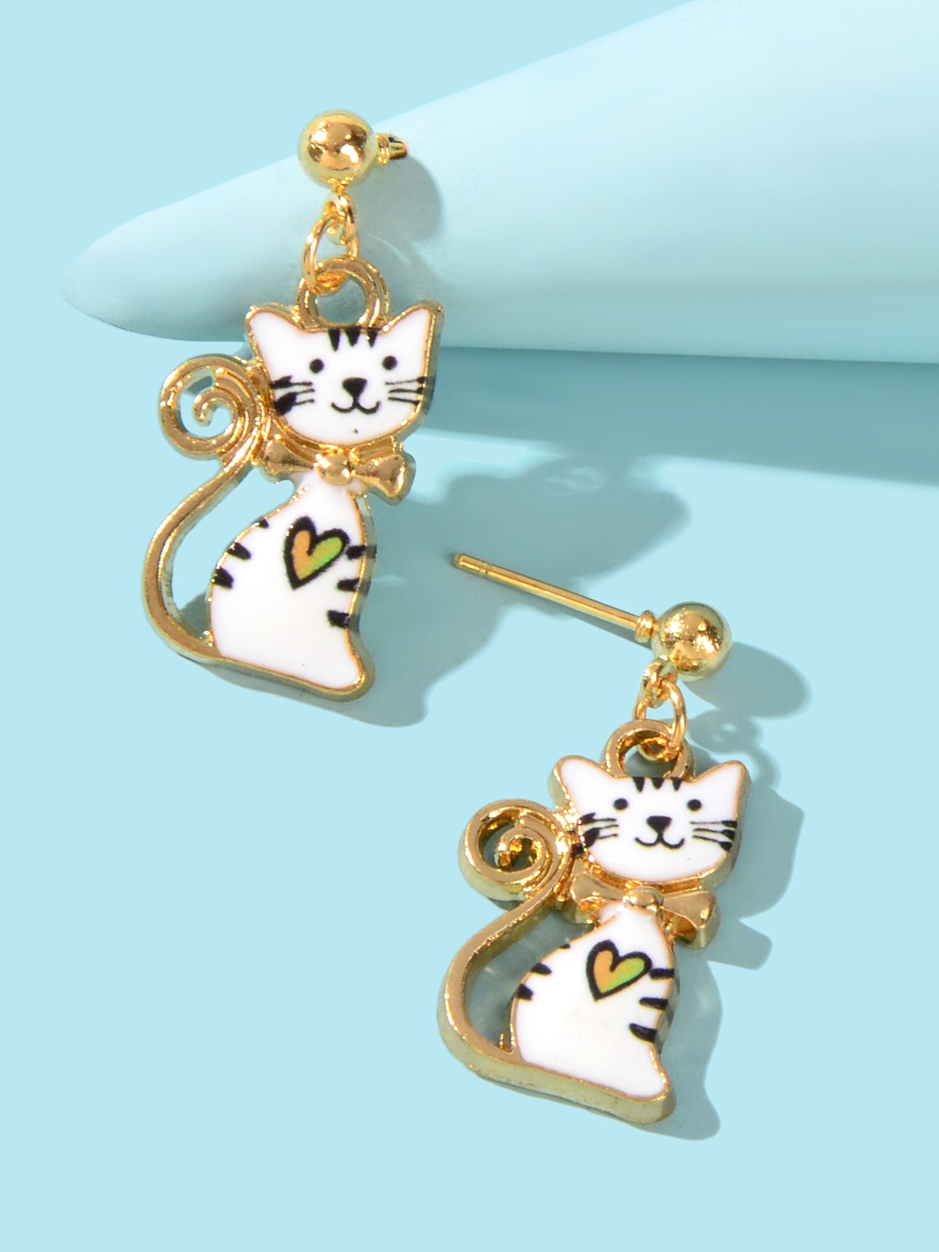 Pink Enamel Aesthetic Funny Cartoon Kitten Drop Dangling Cat Animal Earrings