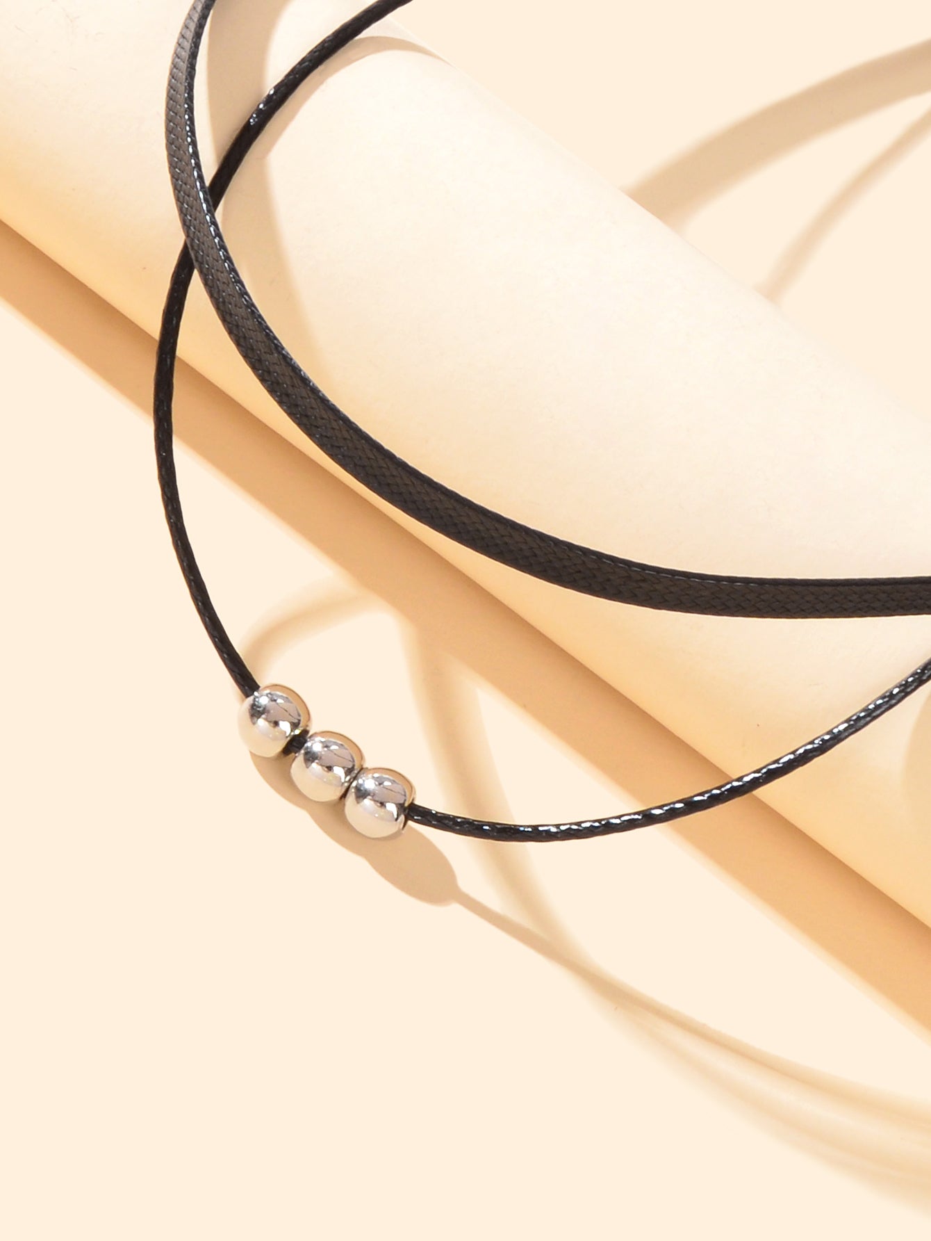 Gothic Hippie Black Pu Leather Double Layer Choker Cool Collar Short Necklace