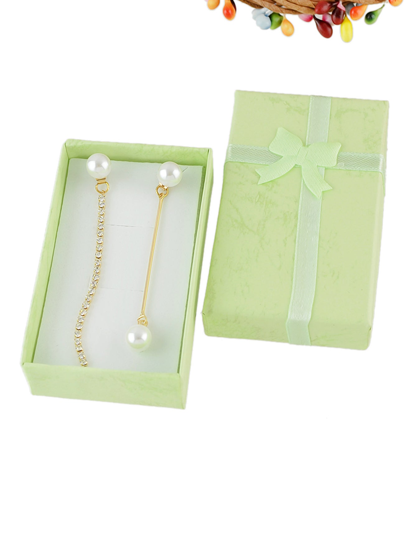 Cardboard Rectangle Jewellery Gift Box for Rings Earrings with Lid Ribbon Bow