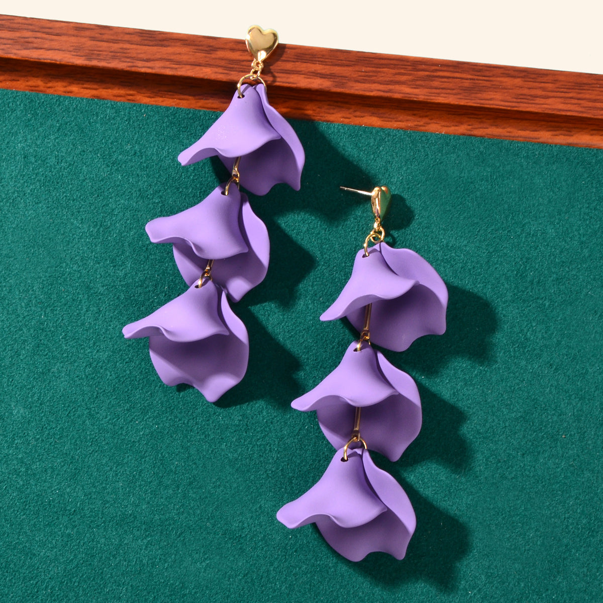 Romantic Flower Petal Long Pendant Dangle Earrings Women Party Dating Jewellery