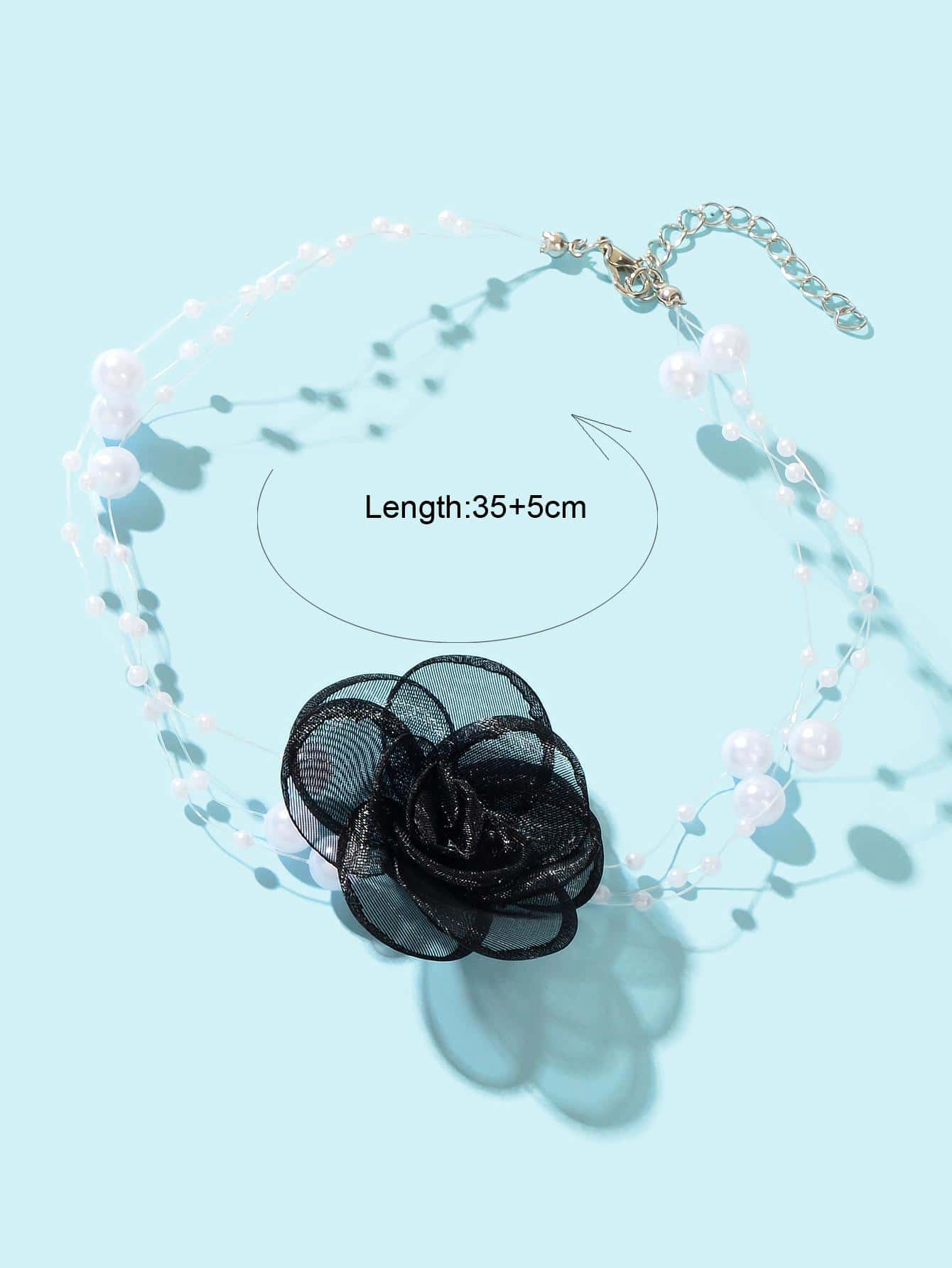 Romantic Jewellery Multi-layer Pearl Chain White Flower Choker Floral Necklace