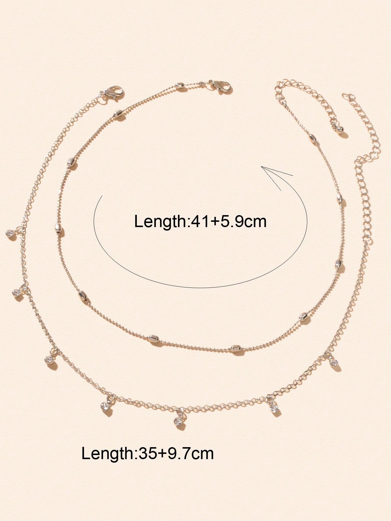 Sparkling Diamond Pendant Double Layer Silver Necklace Elegant Statement Jewelry