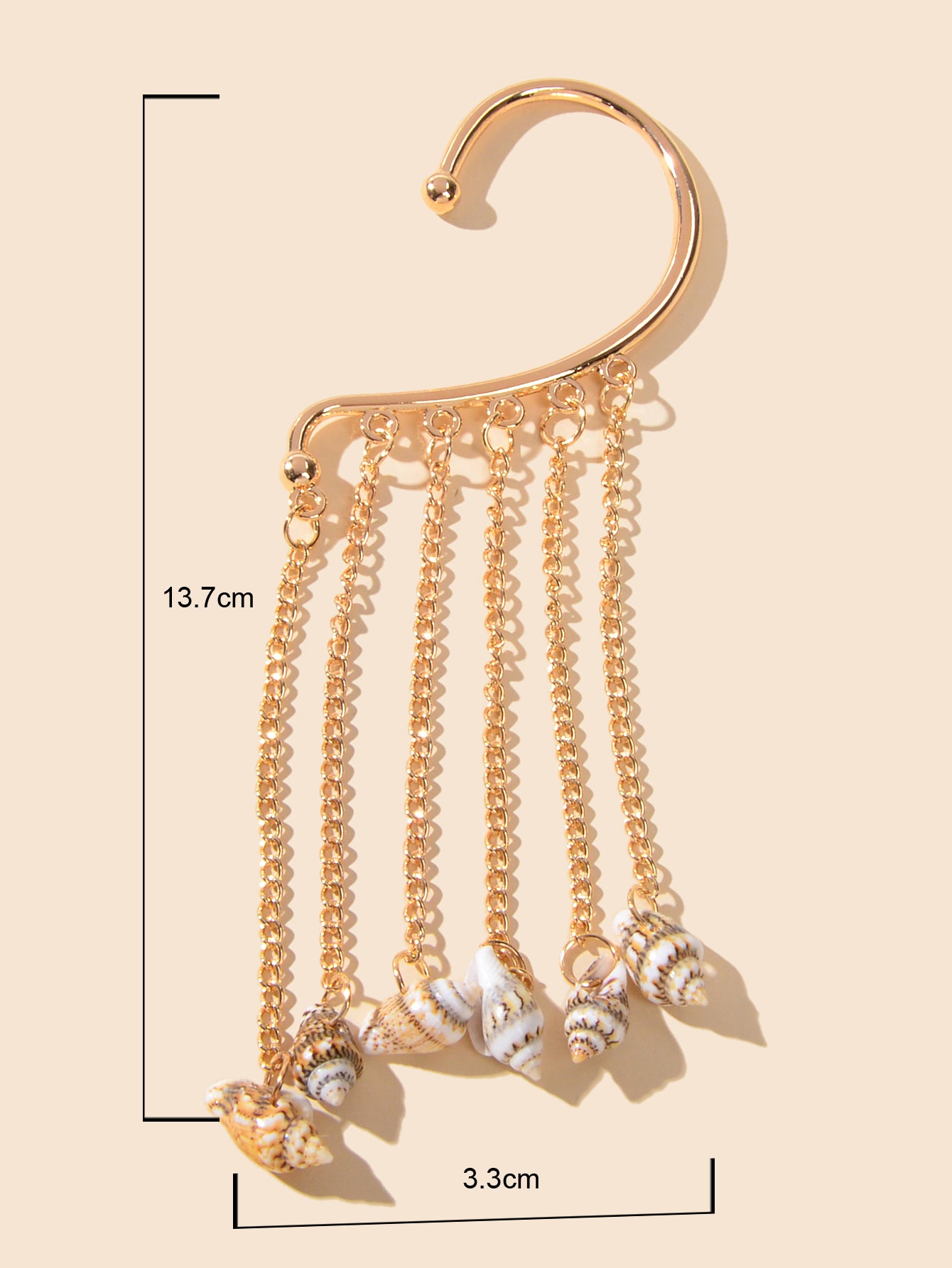 1 pc Boho Chic Long Chain Tassel Conch Ear Cuff Cartilage Wrap Around Earring