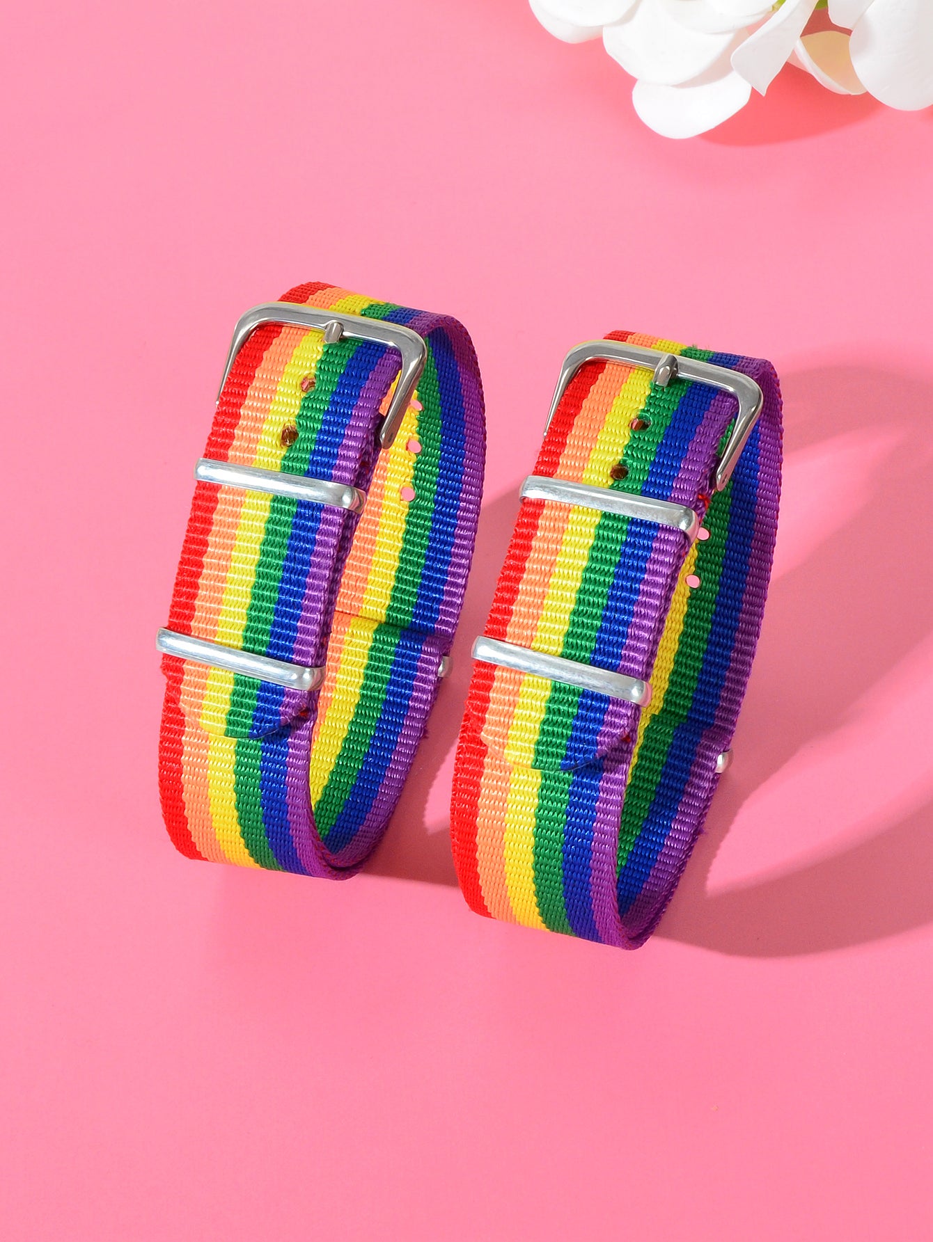 2pcs Valentine's Gift Rainbow Belt Bracelets Matching Couple Best Friend Jewelry