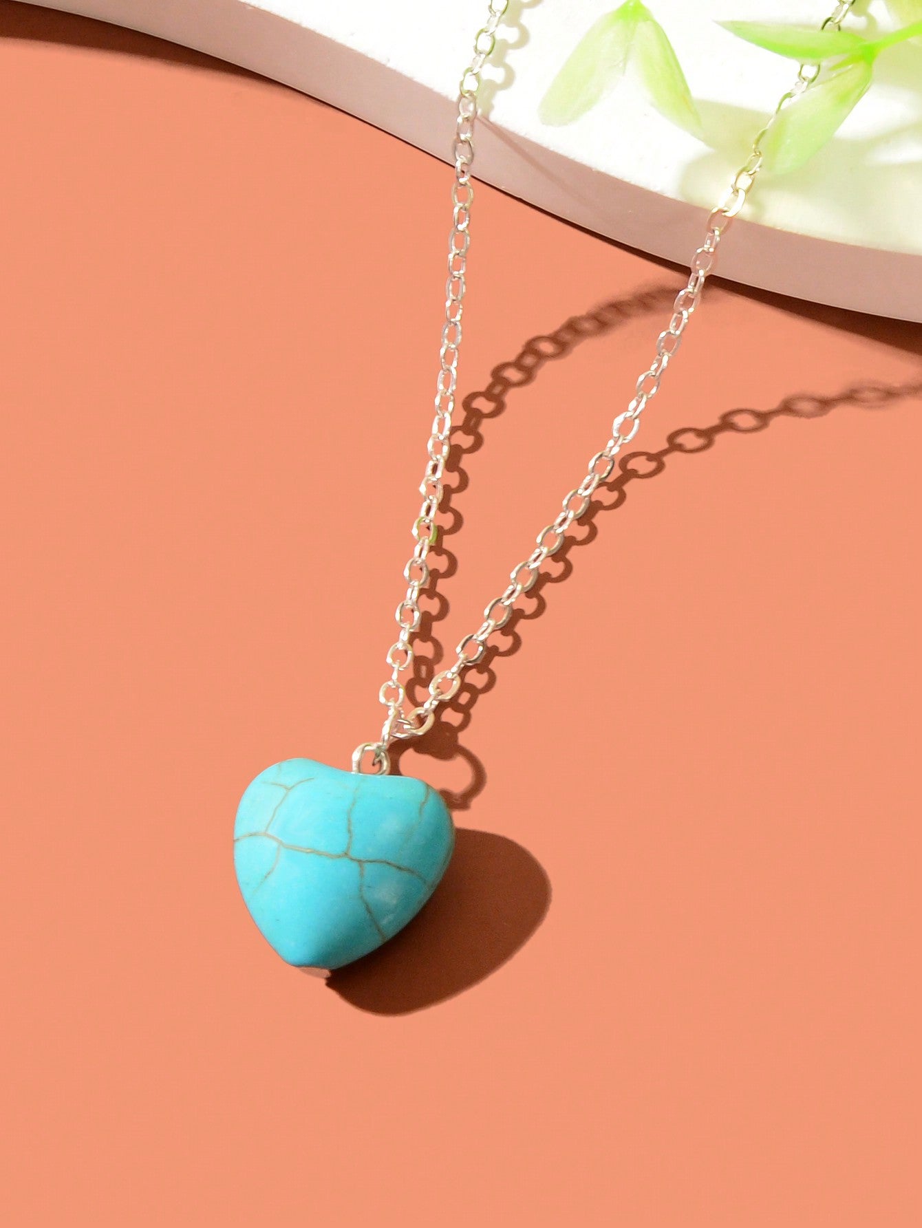 Fashion Gold Chain Turquoise Love Heart Pendant Necklace Boho Ethnic Accessories