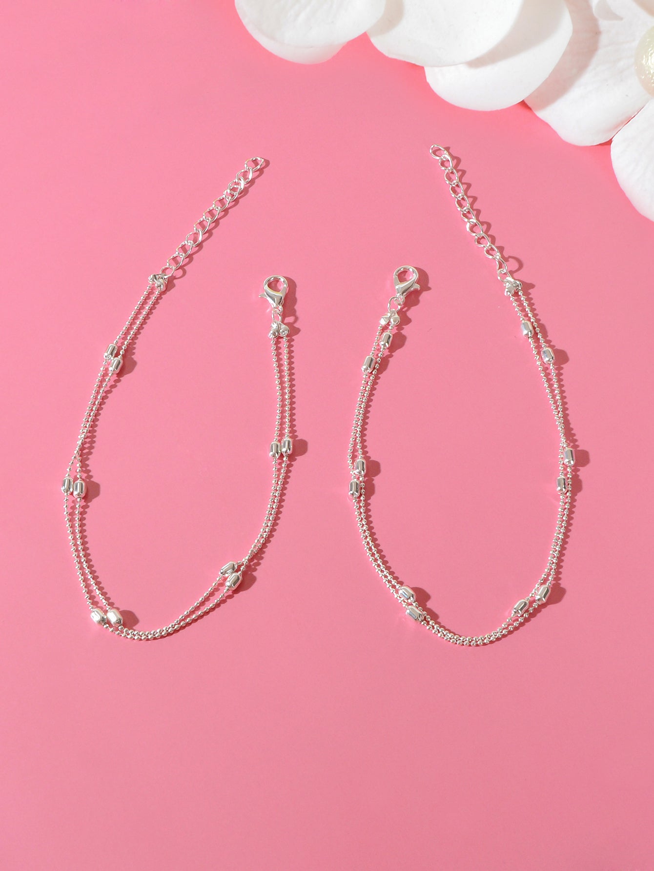 2pcs Double layer Chain Beach Anklets Valentine's Matching Couple Best Friends