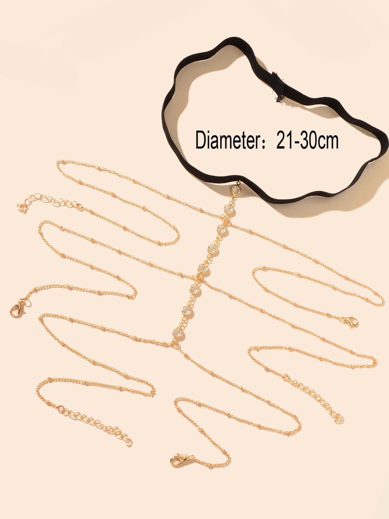 Diamond-Encrusted Chain Tassel Elastic Thigh Chain Leg Jewelry