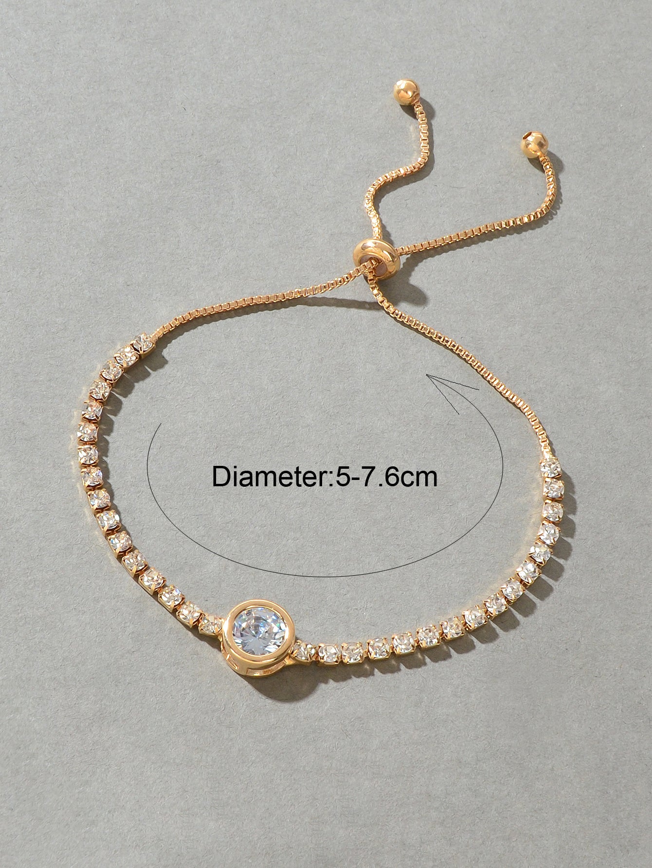 Luxurious Rhinestone Decor Sliding Chain Adjustable Women Wedding Party Bracelet