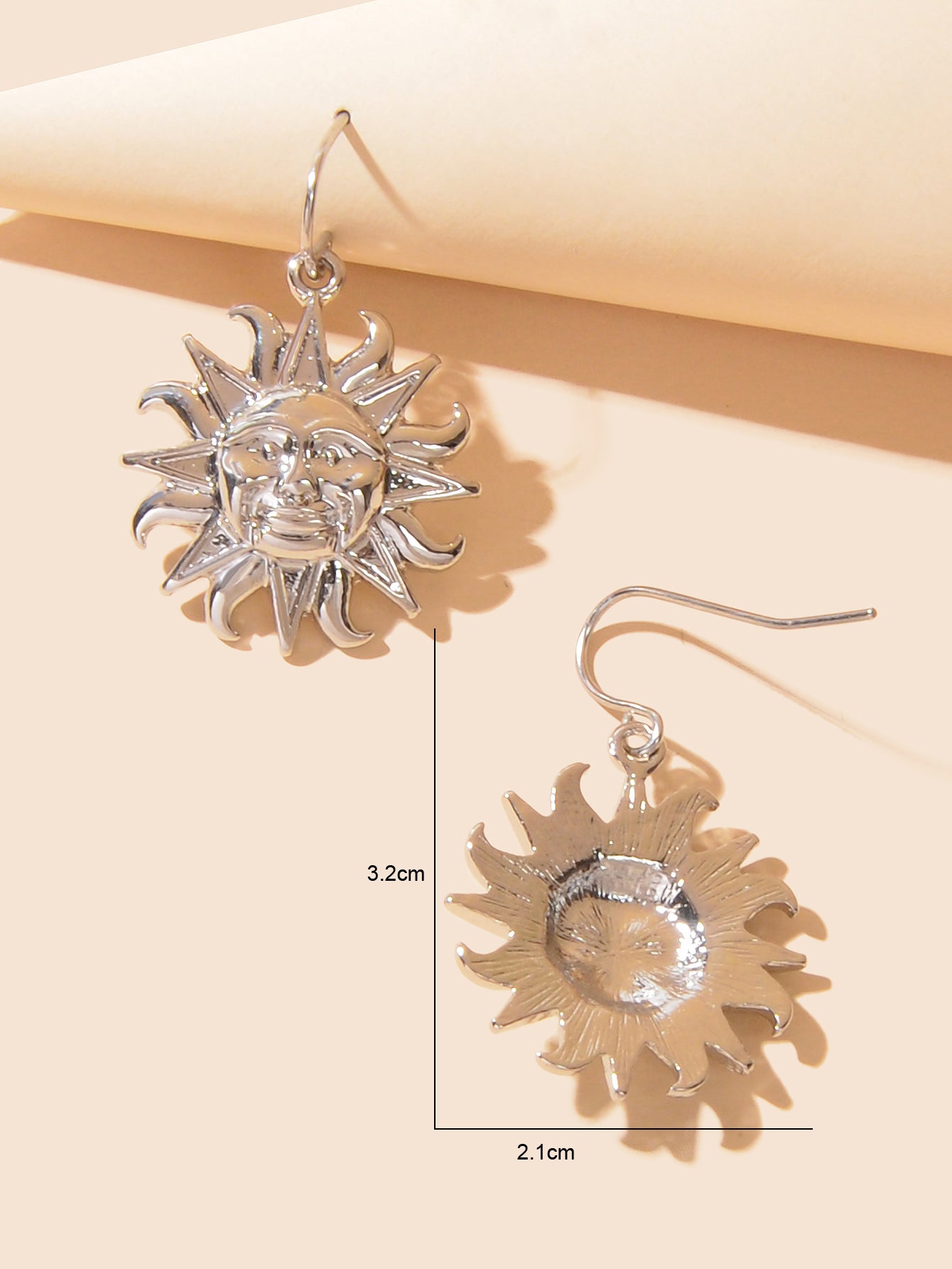 Gold Sun Drop Earrings Wholesale Price Women Teens Accessories Textured Jewelry