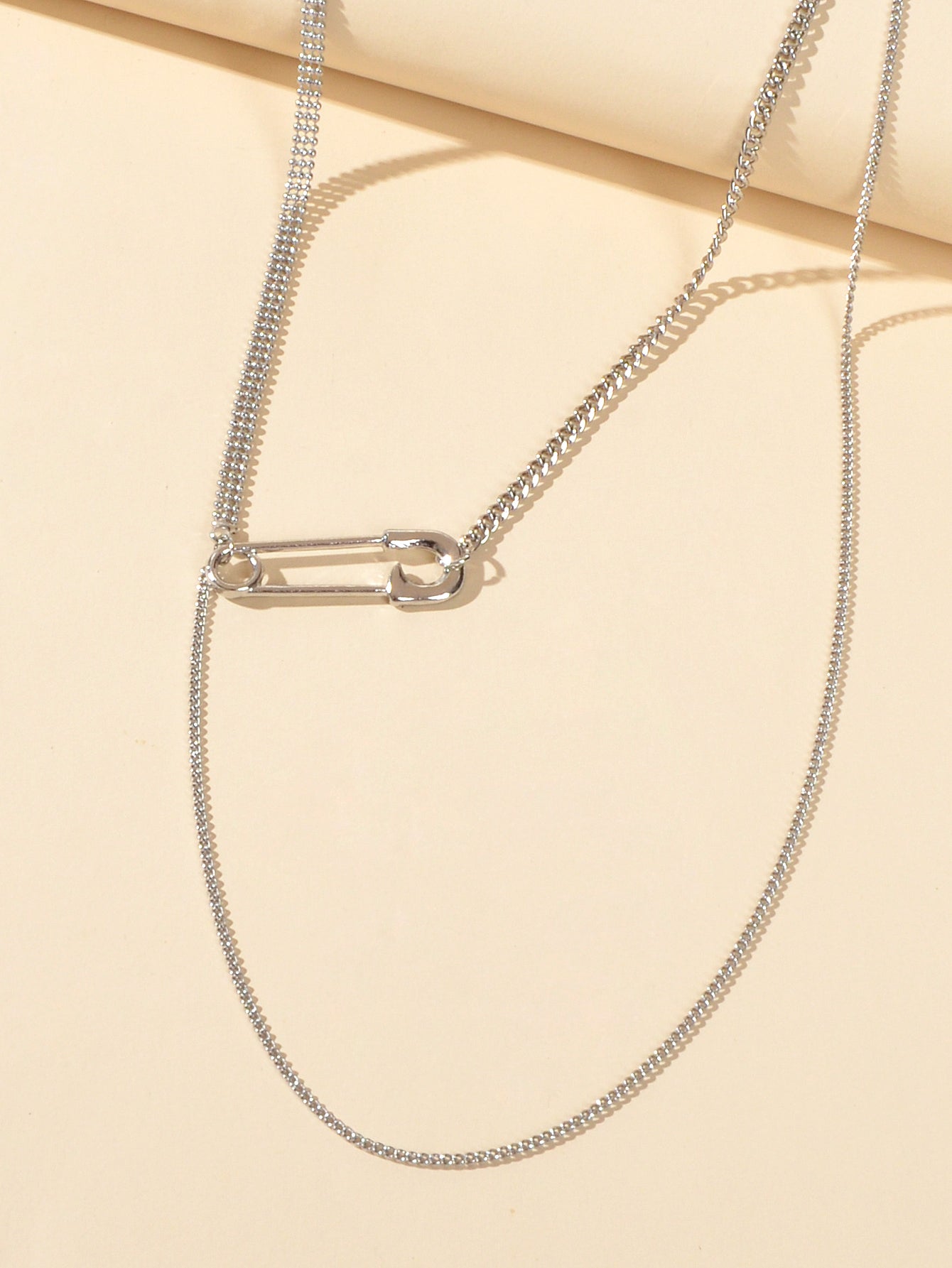 Designer Stylish Accessory Multiple Multi-layer Silver Chain Pin Charm Necklace