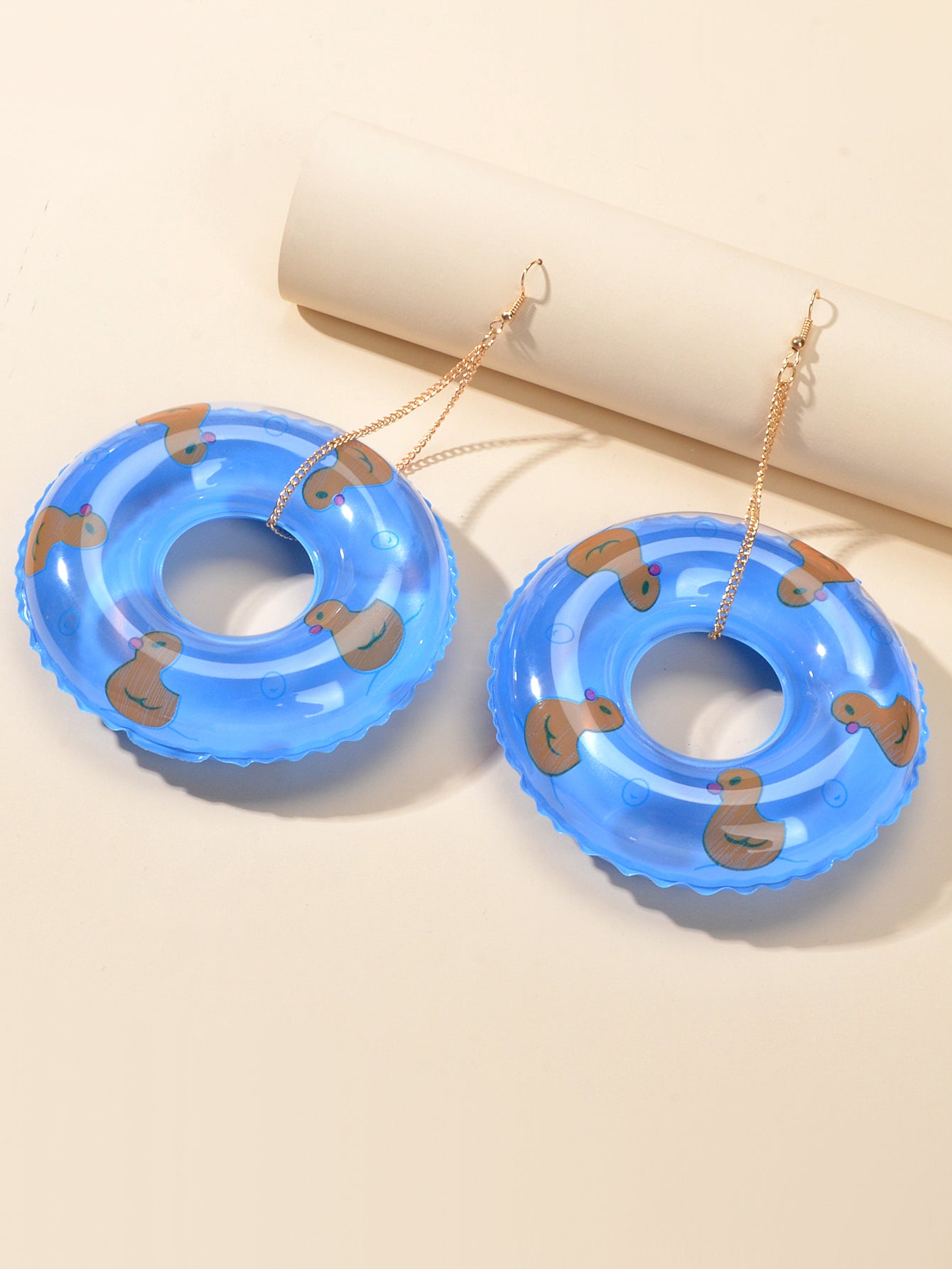 Large Lightweight Inflated Duck Duckling Swimming Ring Earrings Pool Party Gift