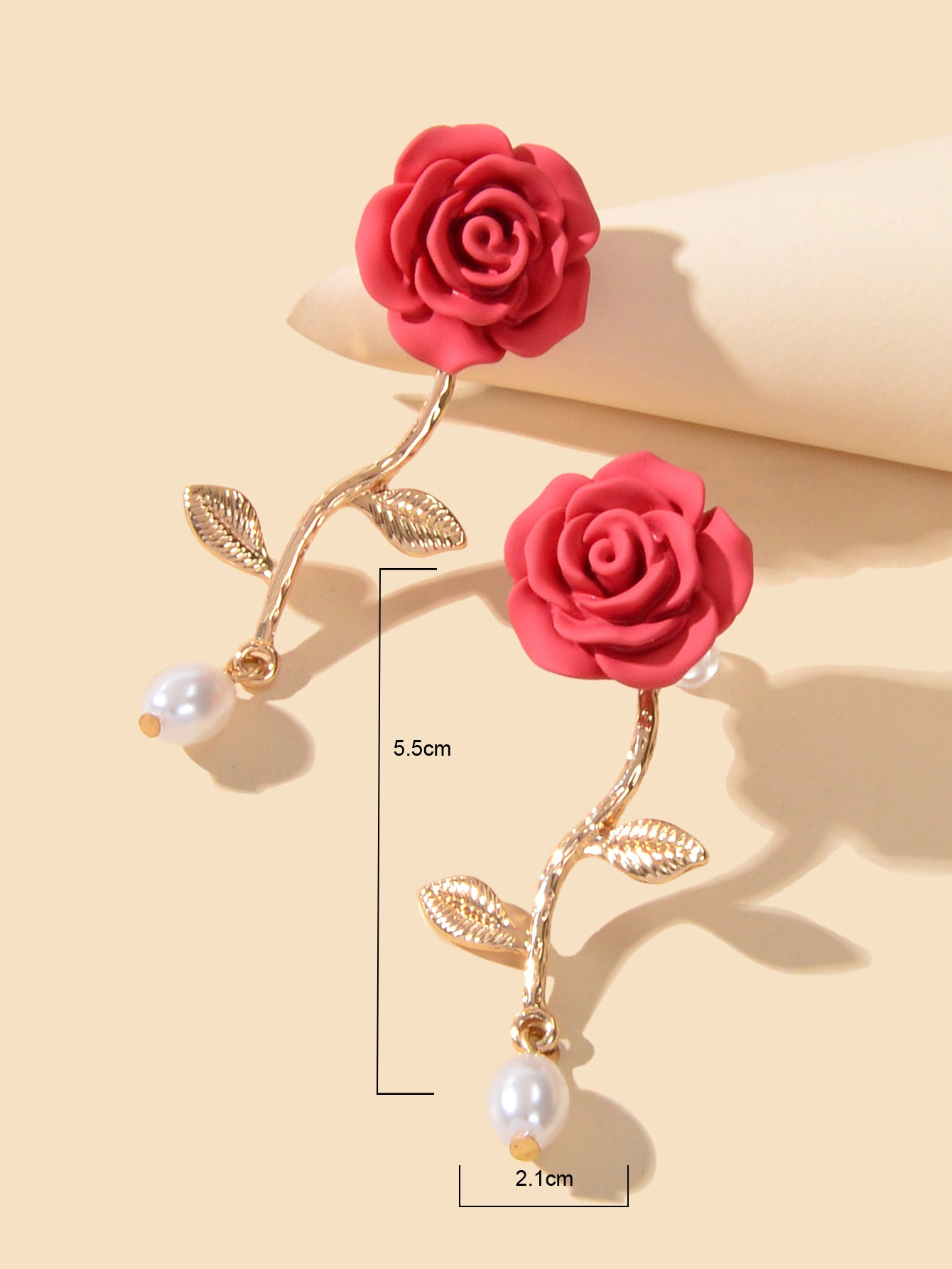 Elegant Resin Flower Leaf Pearl Charm Dangling Classic Stunning Bridal Earrings