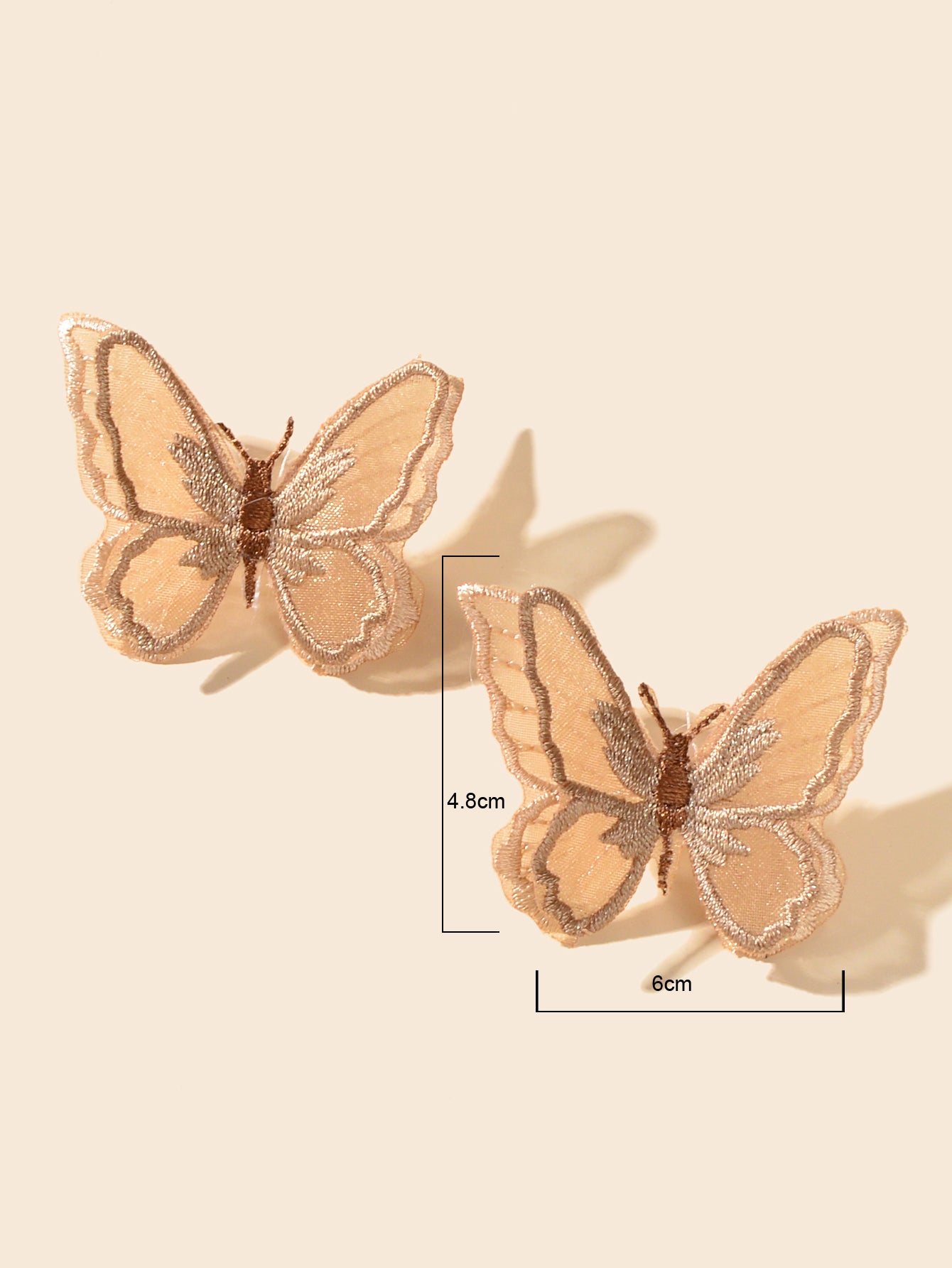 Exquisite Boho Holiday Handmade Khaki Embroidery 3D Butterly Stud Earrings Gift