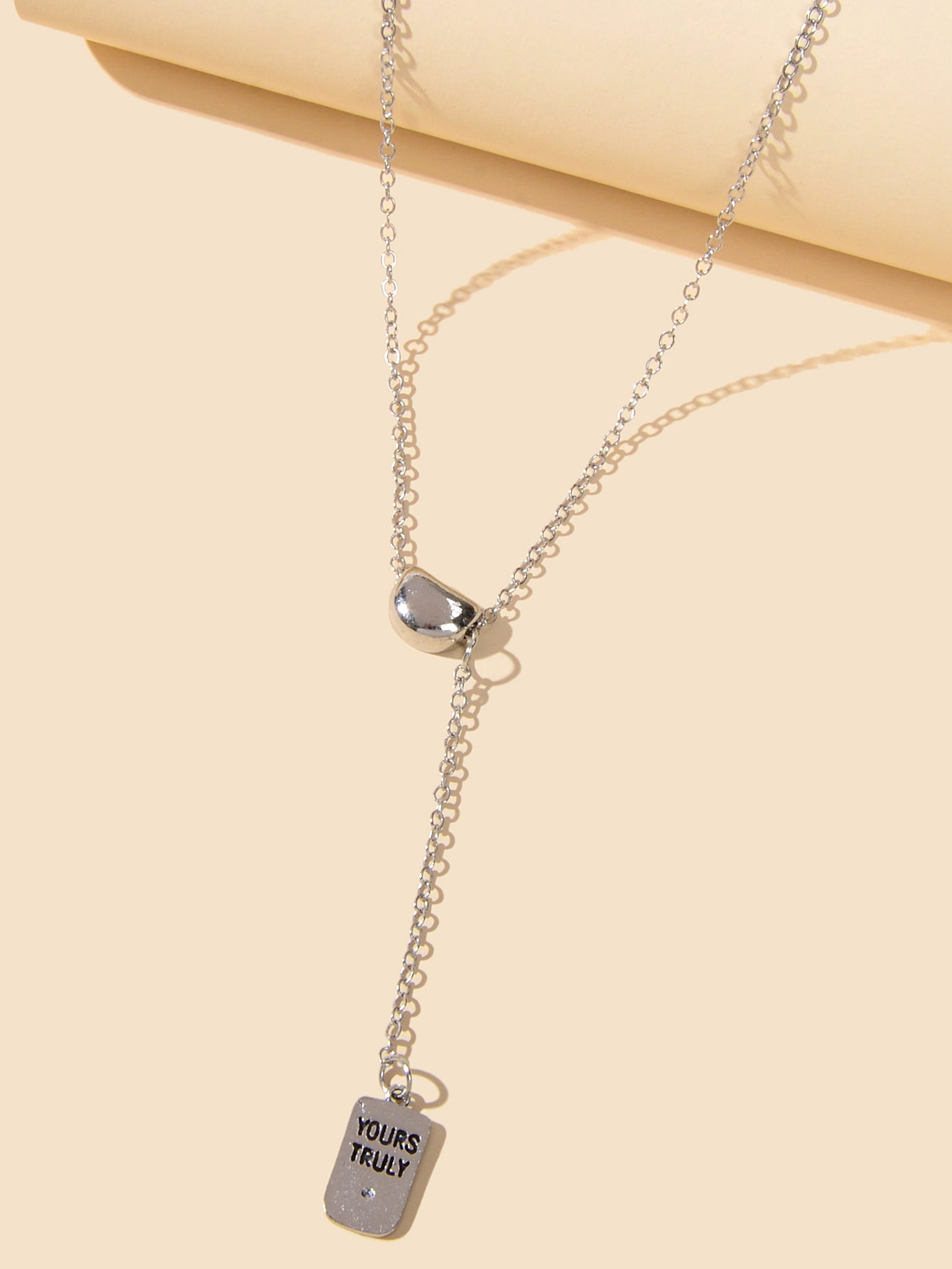 Punk Hip Hop Jewelry Silver Chain Yours Truly Square Necklace Trendy Accessories