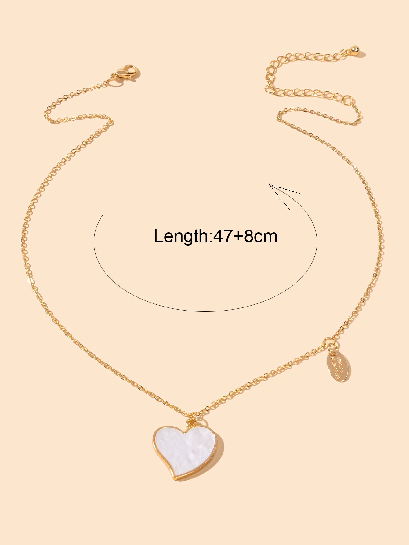 Ladies Jewellery Gold Chain Geometric Charm White Eanmel Heart Pendant Necklace