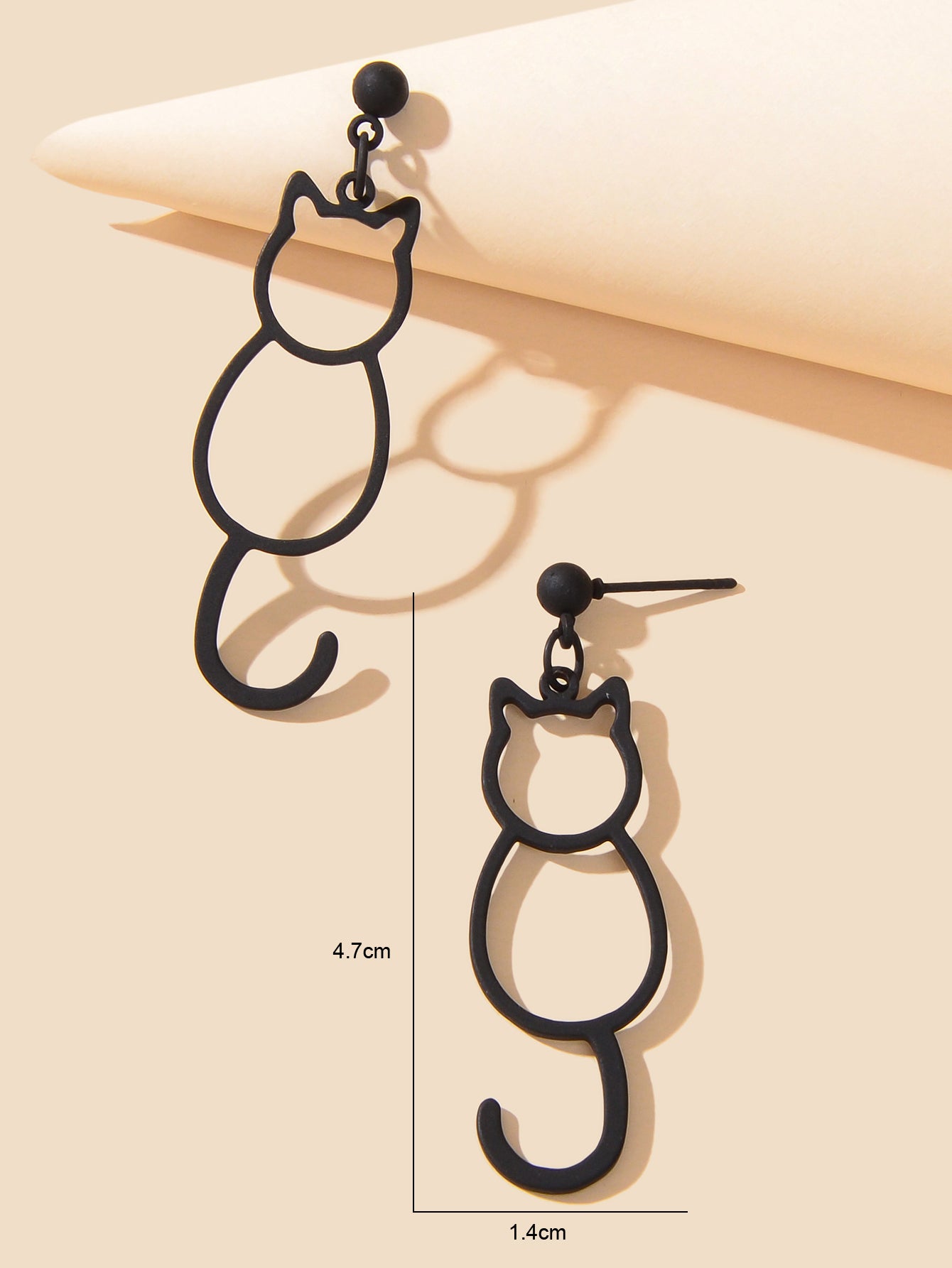 Minimalist Accessories Cartoon Design Hollow Black Cat Dangle Stud Cool Earrings