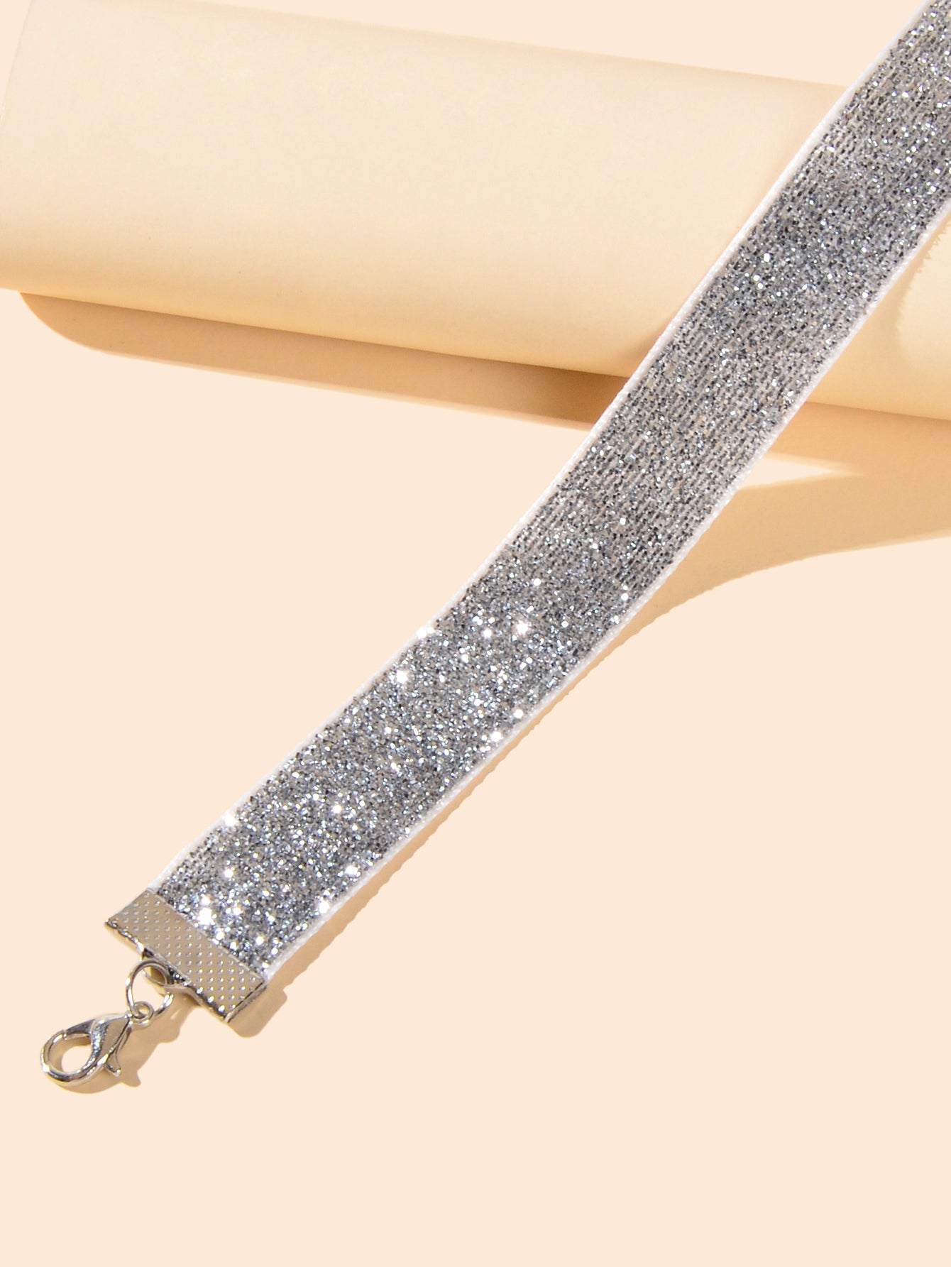 Shiny Gray Tattoo Choker Ribbon Stretch Necklace for Party Fashion Women Collar
