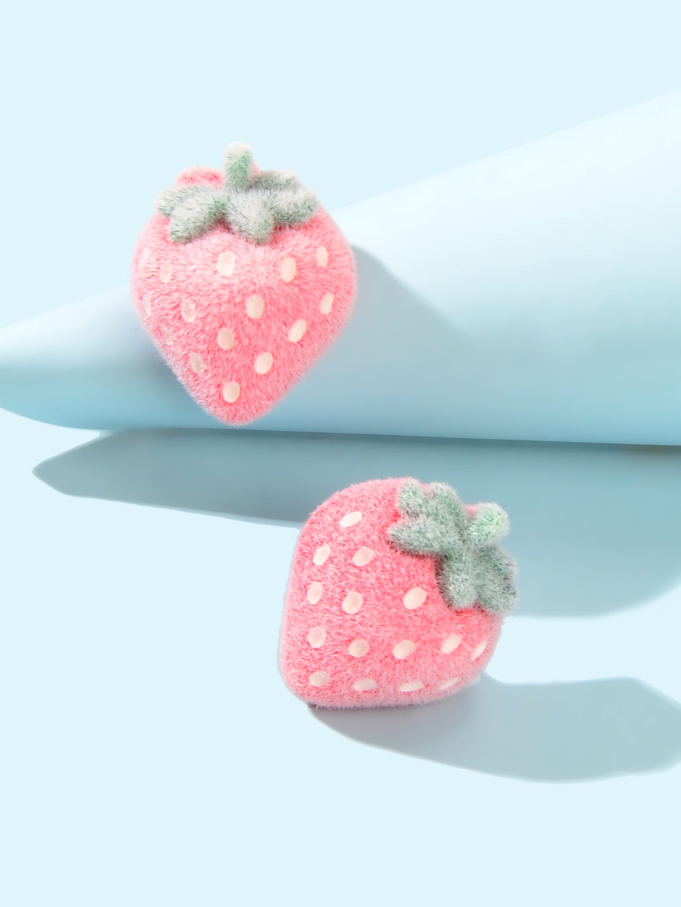 Handmade Cute 3D Flocking Pink Strawberry Stud Sweet Fruit Earring Dainty Gifts