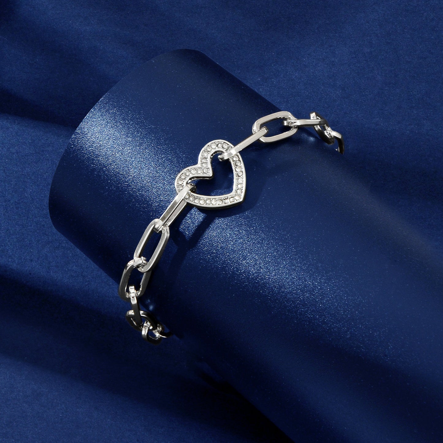 Sparkle Bling Crystal Love Heart Bracelet Women Girl Fashion Gift Couple Jewelry