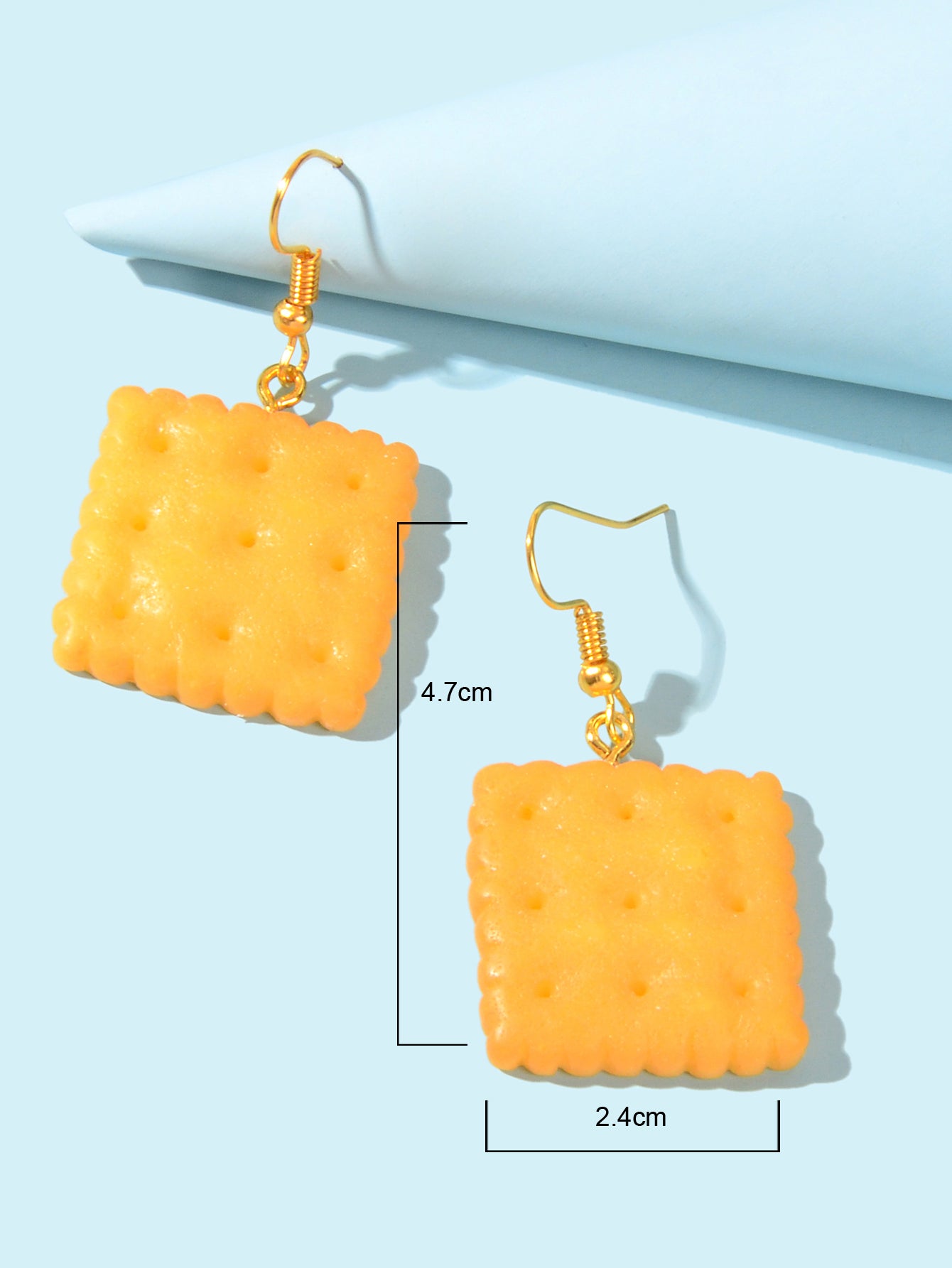 Orange Resin Biscuit Dangle Hook Bikkie Earrings Girl Cute Funny Food Jewellery