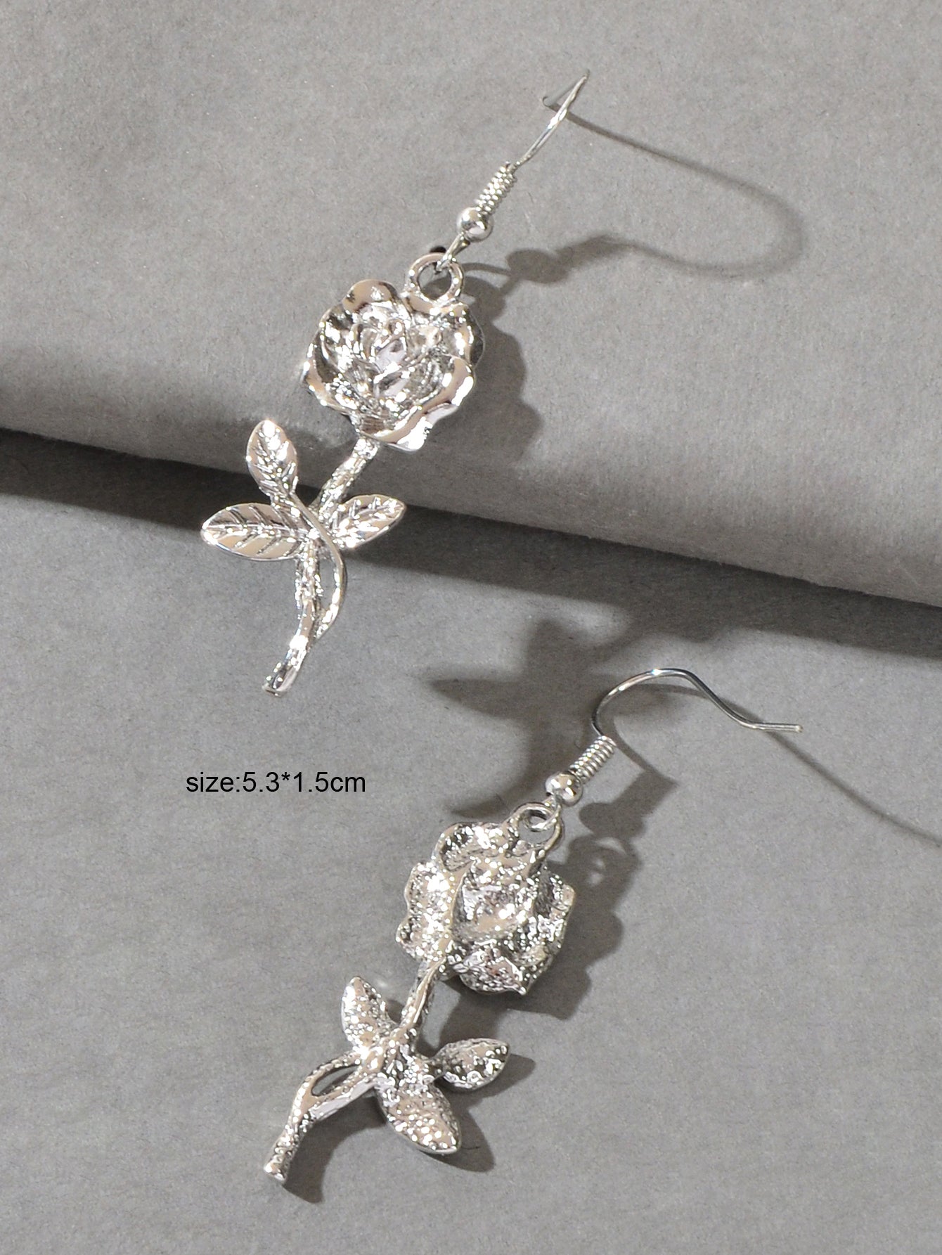 Party Decoration Women Silver Plated Flower Rose Carved Dangle Pendant Earrings