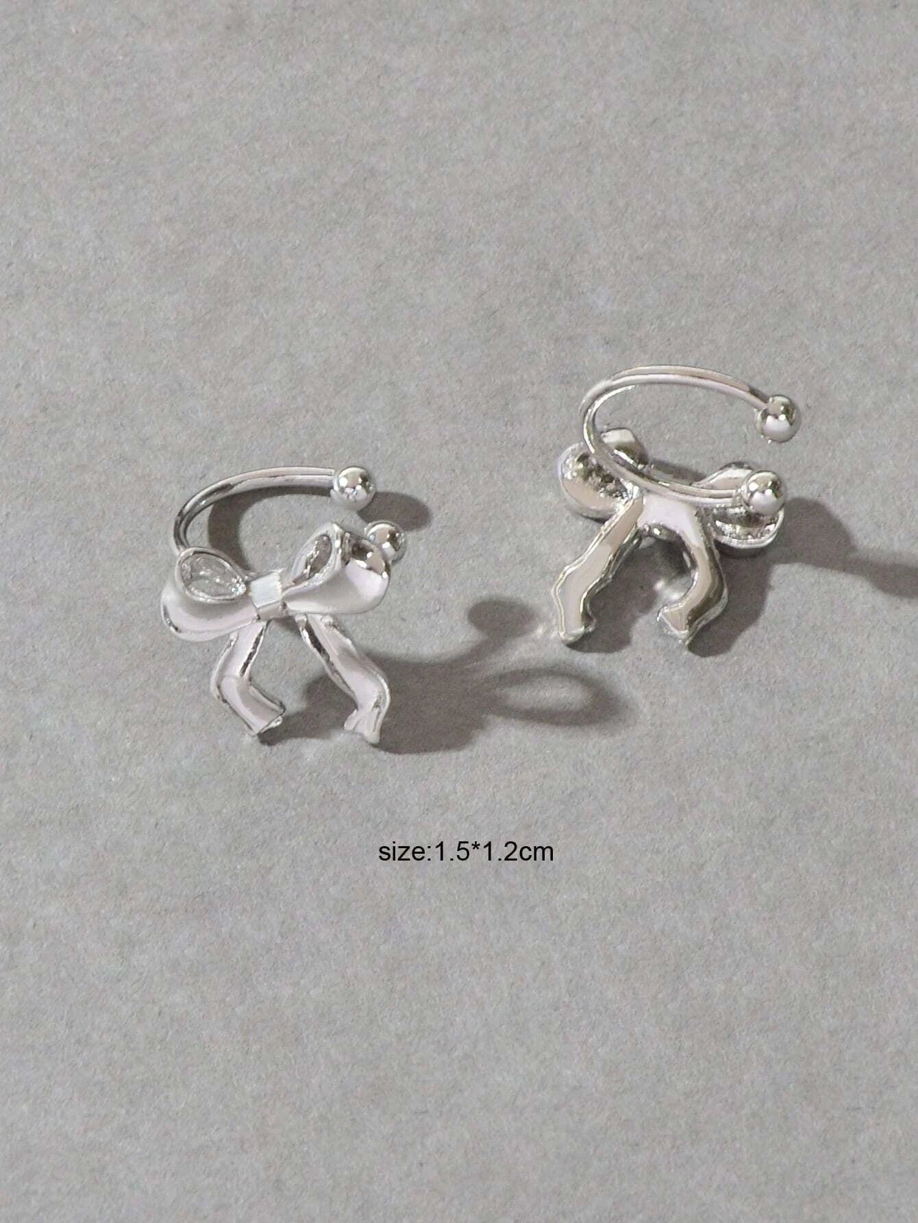 Cartilage Jewelry Clip on Design Silver Bowknot Ear Cuff Women Girls Earrings