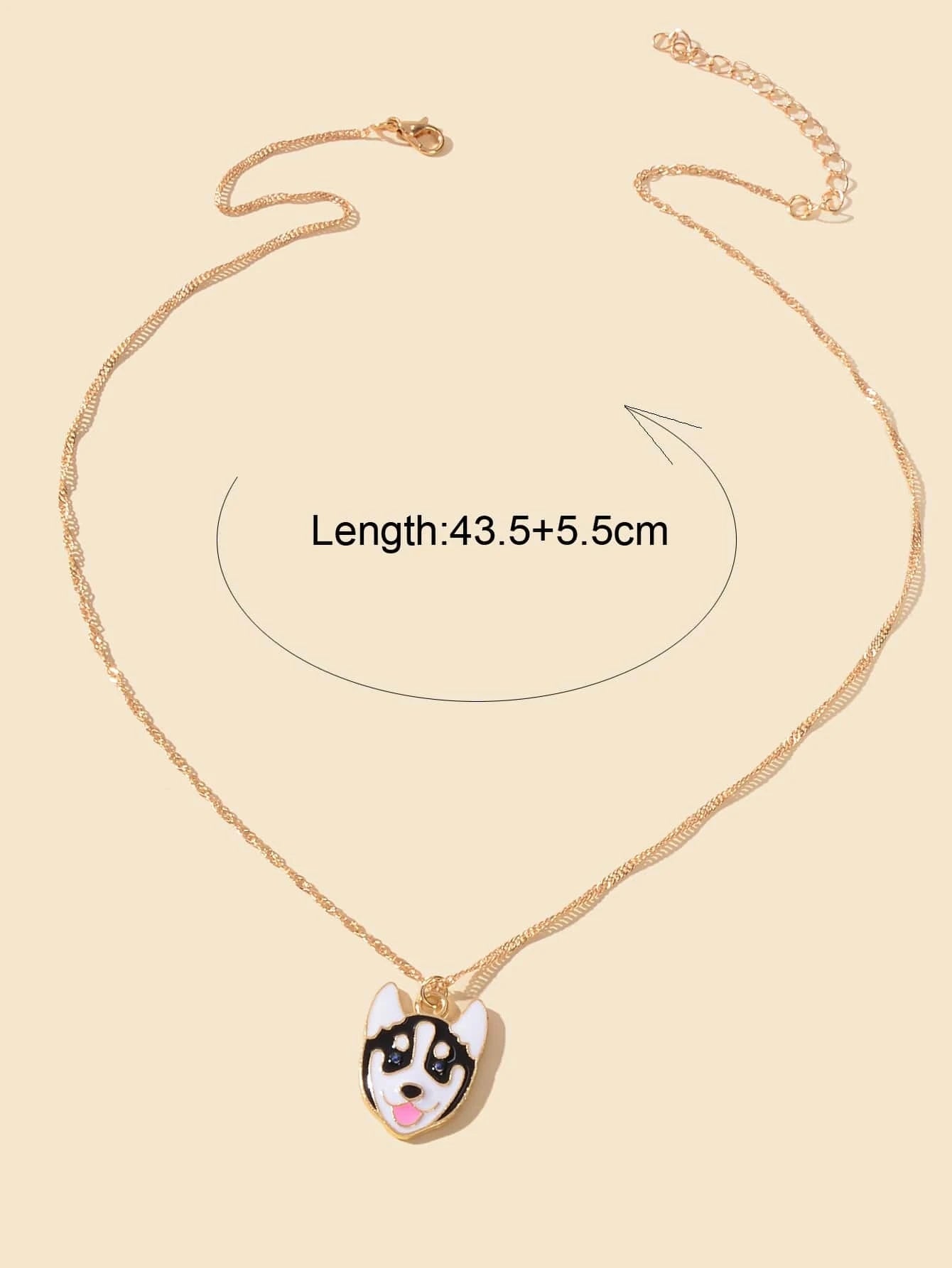 Cartoon Designer Jewelry Gold Link Chain White Black Enamel Dog Pendant Necklace