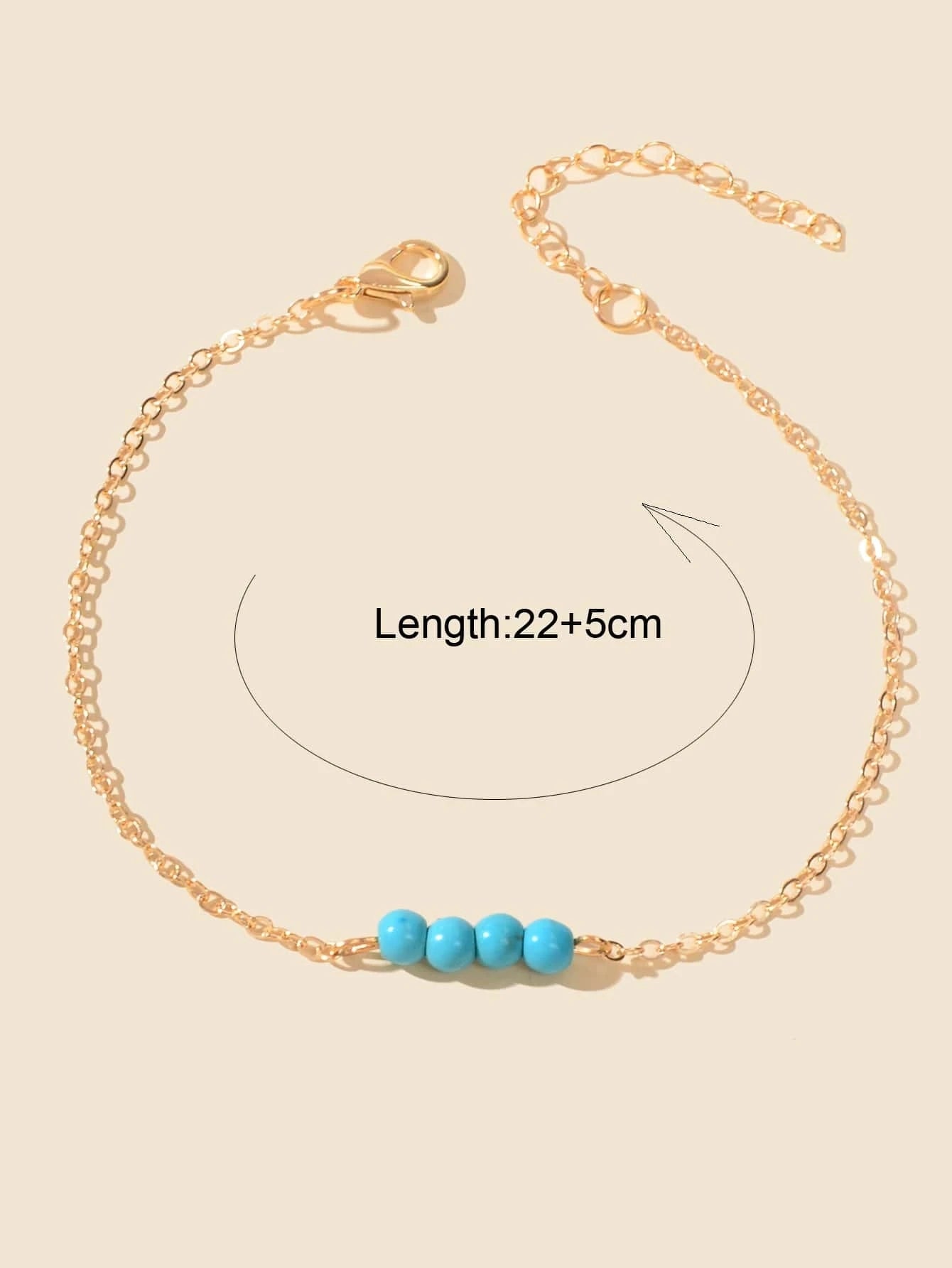 Handmade Blue Beaded Anklets Boho Gold Chain Ankle Bracelets Holiday Foot Anklet