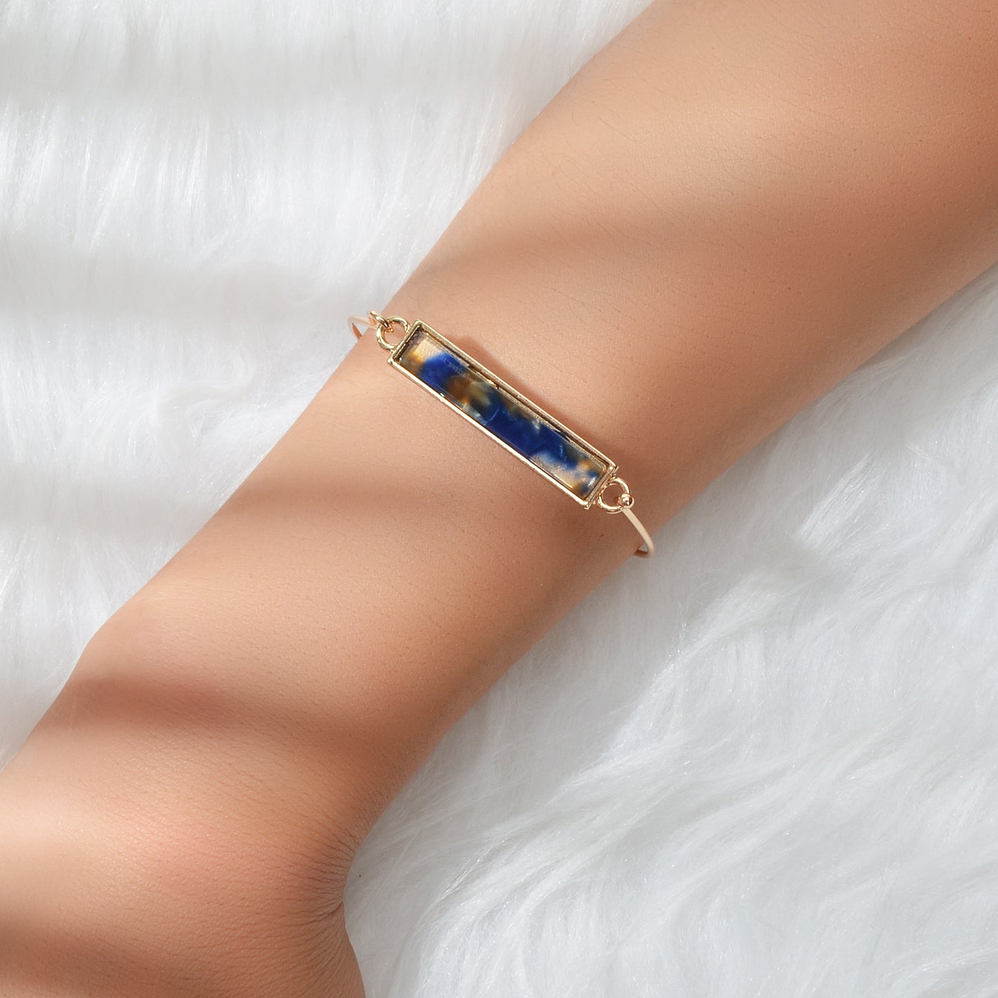 Multi-colored Rectangle Acrylic Gold Bangle Boho Chic Bracelet Ethnic Jewellery