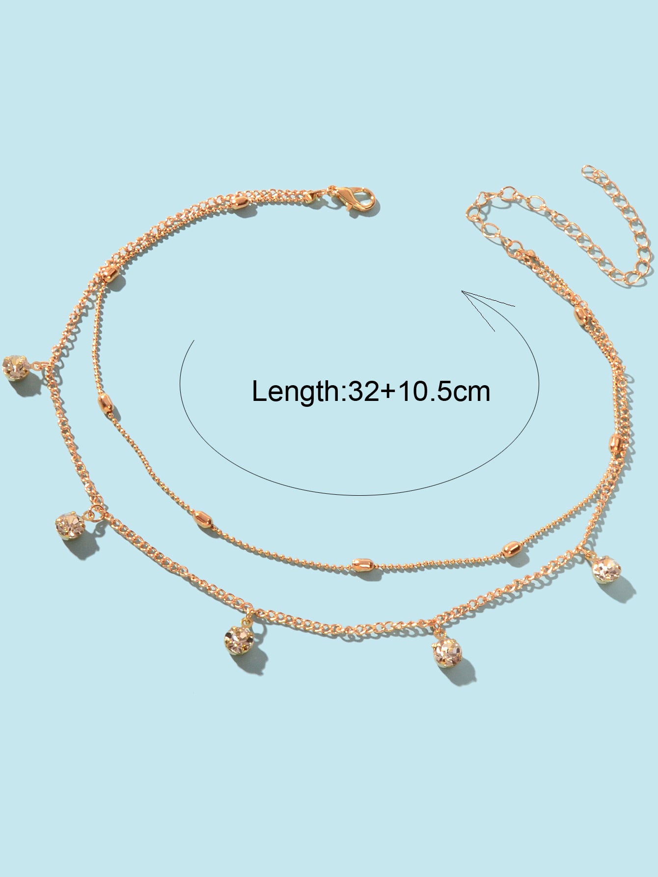 Dainty Adjustable Layer Gold Silver Chain Rhinestone Charm Clavicle Necklace