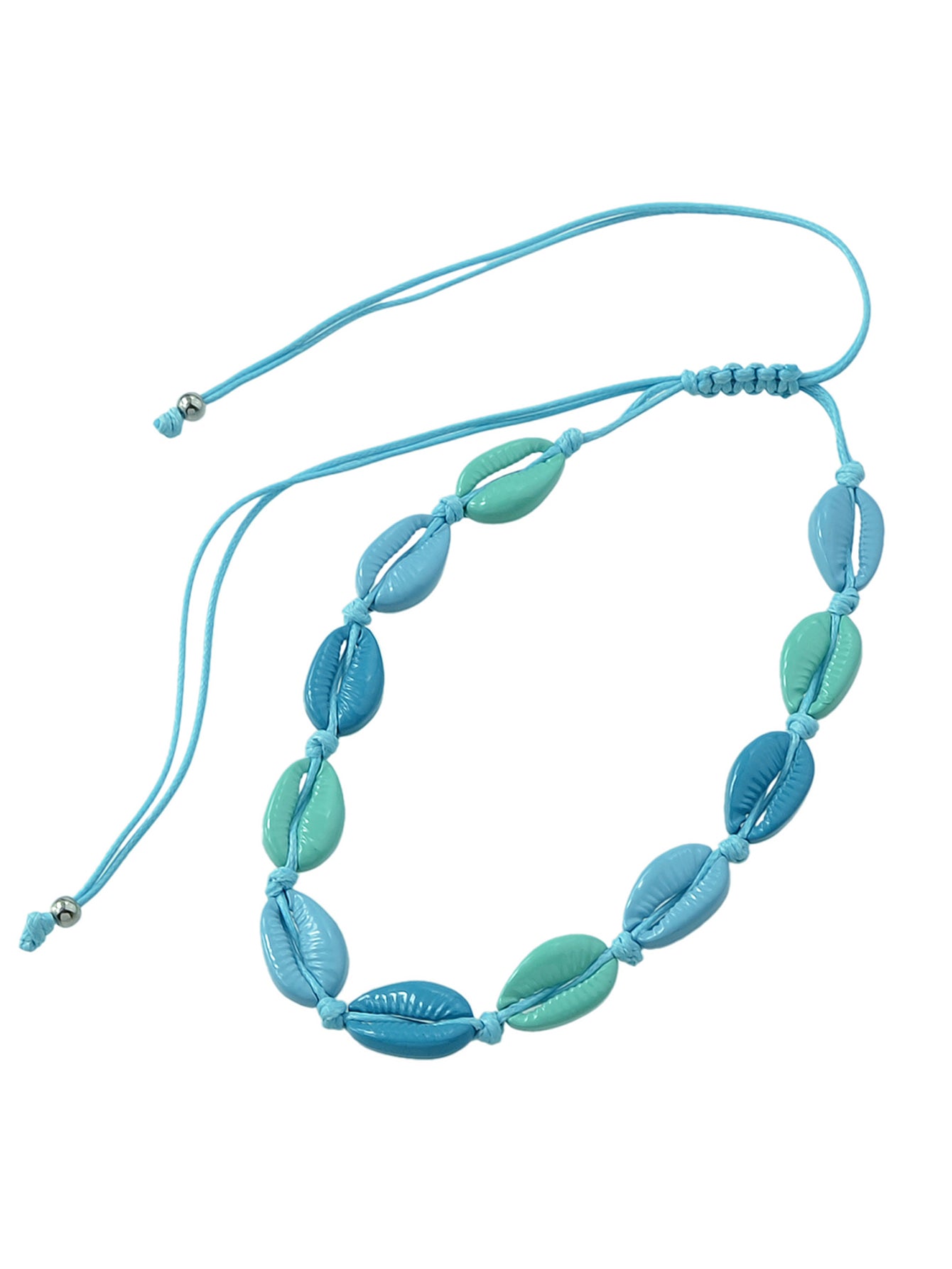 Boho Beach Jewelry Candy Color Enamel Shell Adjustable Braided Holiday Necklace