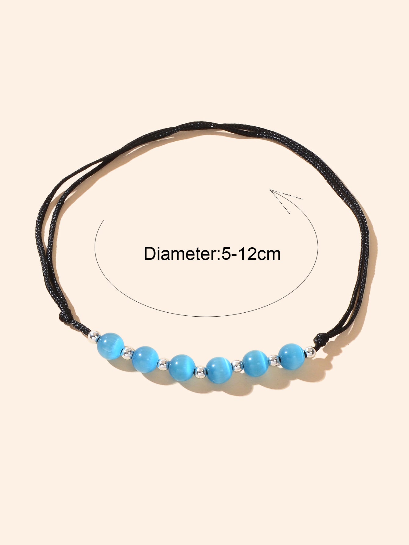 Ethnic Foot Jewellery Black Rope Adjustable Handmade Blue Beads String Anklet