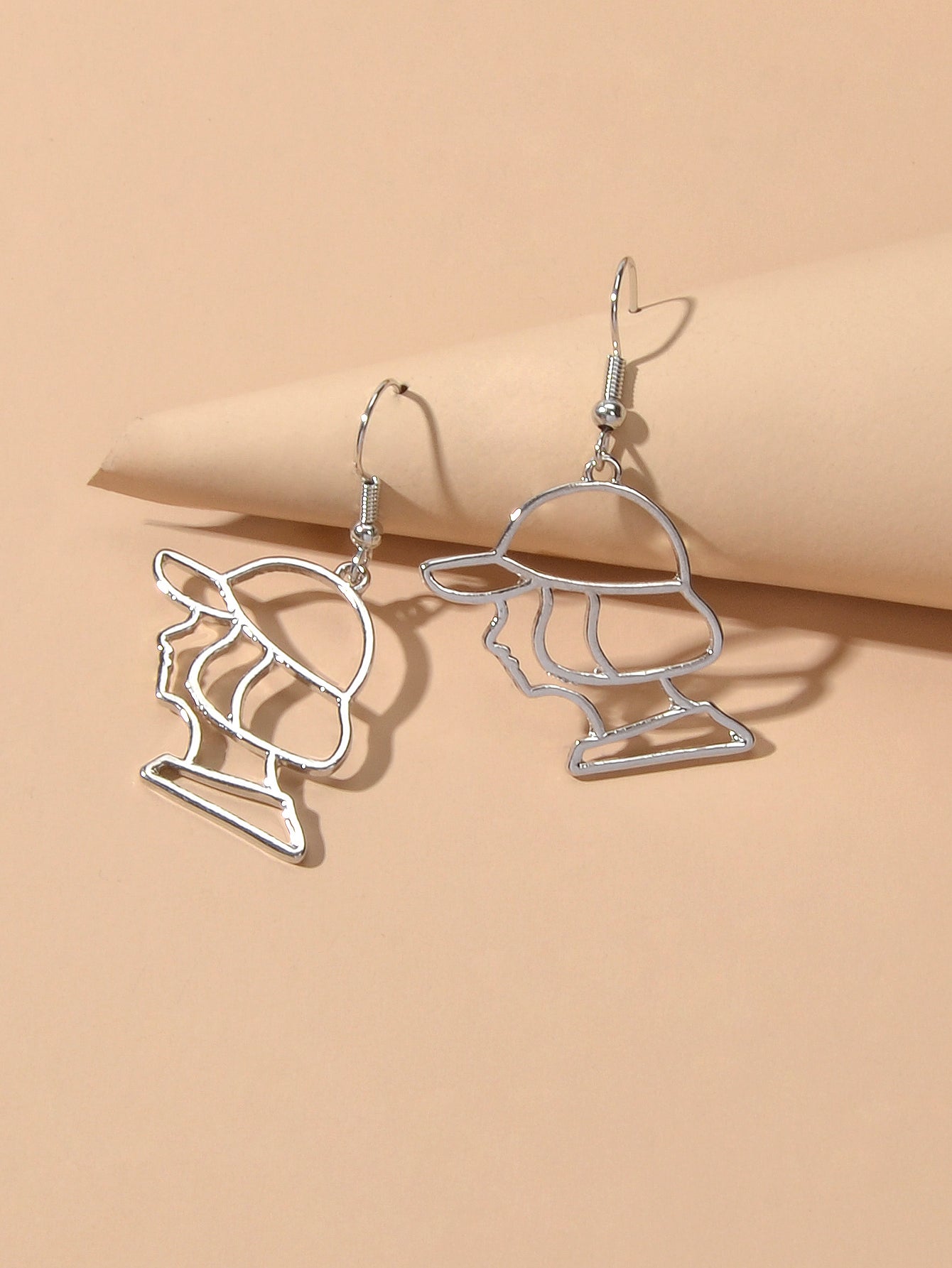 Metal Baseball Boy Grunge Rock Cool Earrings Abstract Art Gift Hollow Jewellery