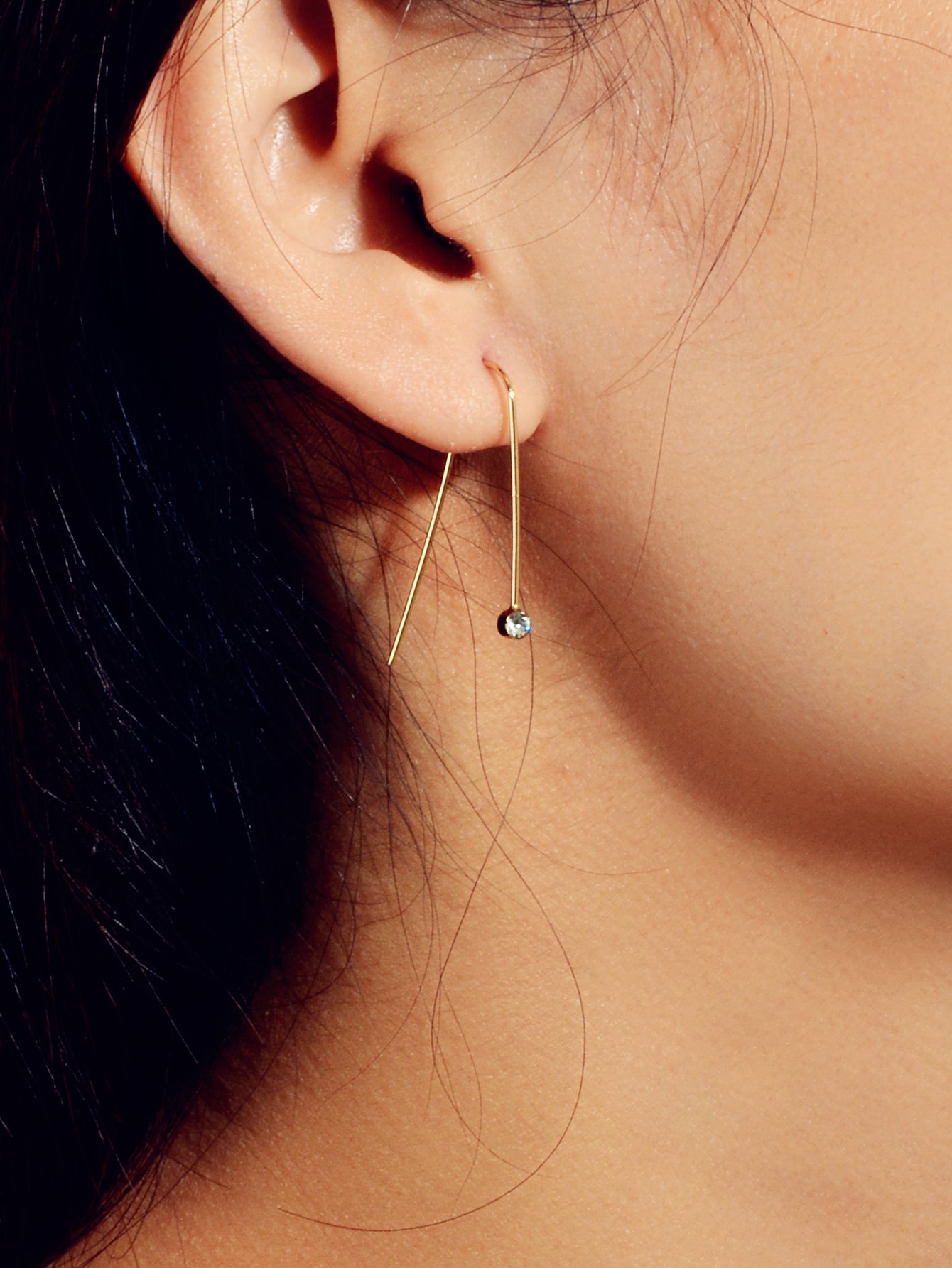 Punk Minimalist Rhinestone Decor Metal Geometric Hoop Earrings Statement Jewelry