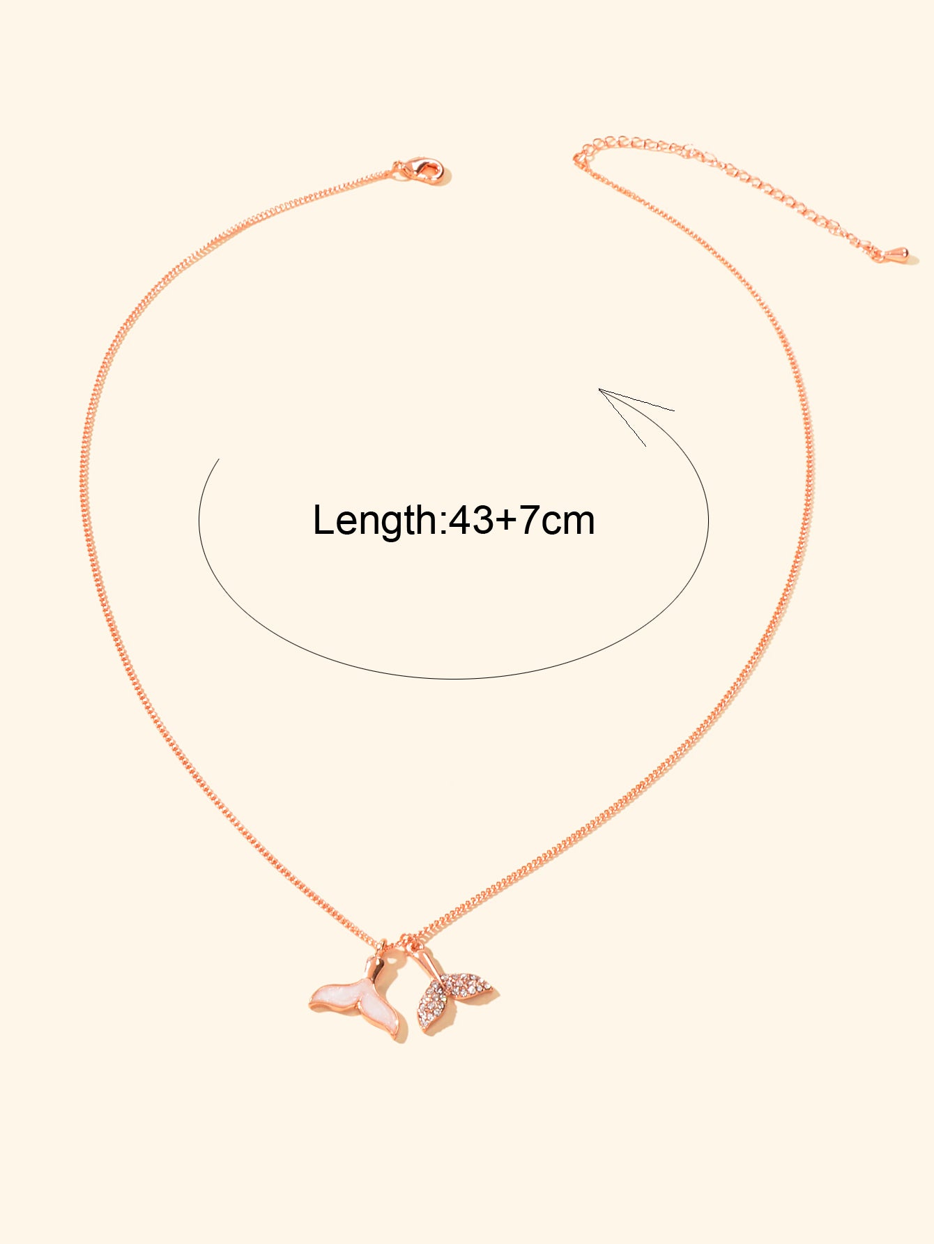 Ocean Series Jewellery Rose Gold Chain Enamel Rhinestone Mermaid Tail Necklace