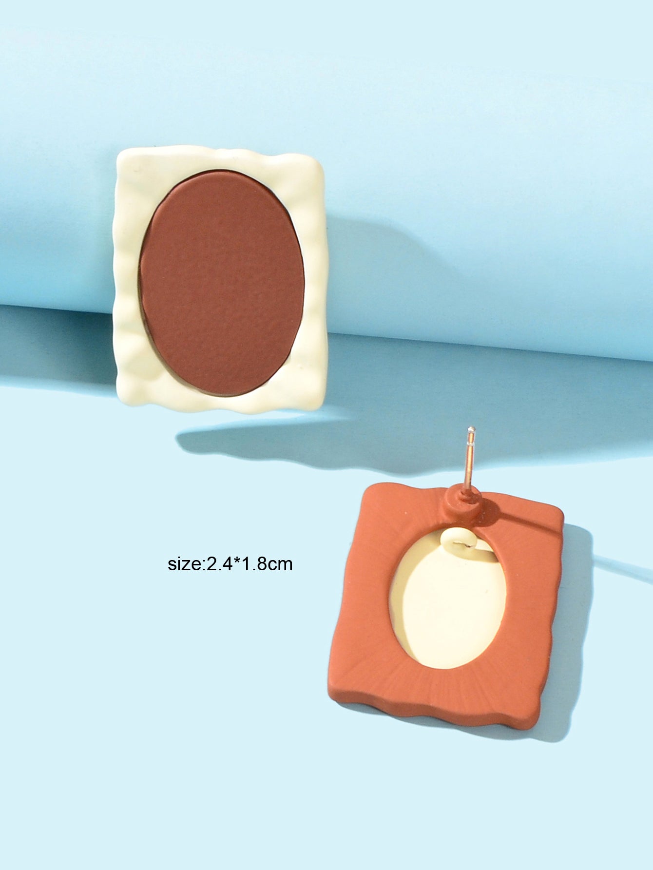 Cream Chocolate Color Square Stud Dainty Earrings Girls Party Jewellery Gift New