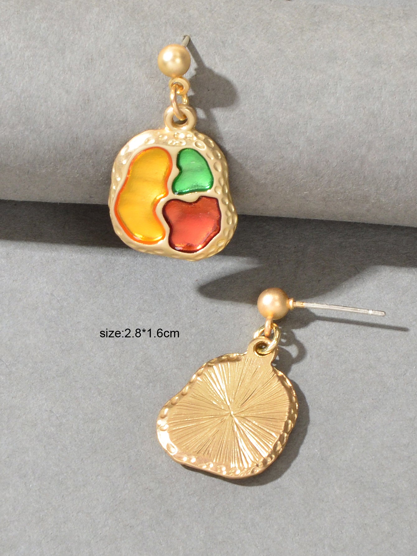 Art Designer Jewellery Colorful Palette Shape Gold Plated Pierced Party Earrings
