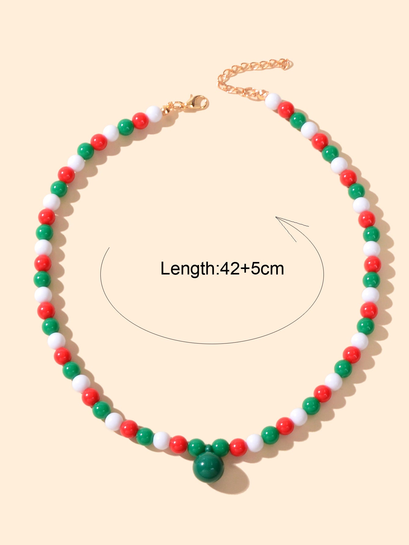 Xmas Series White Green Red Beads String Necklace Chic Festival Gift Jewellery
