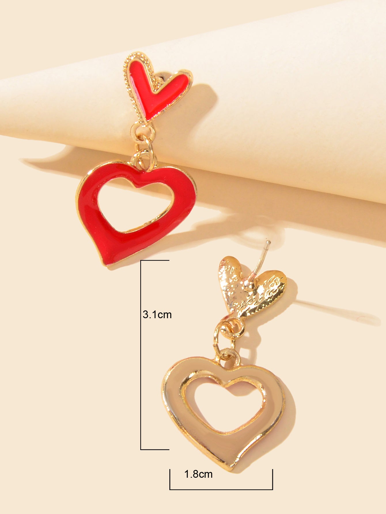 Red Heart Charm Stud Earrings Girls Valentine's Day Gift
