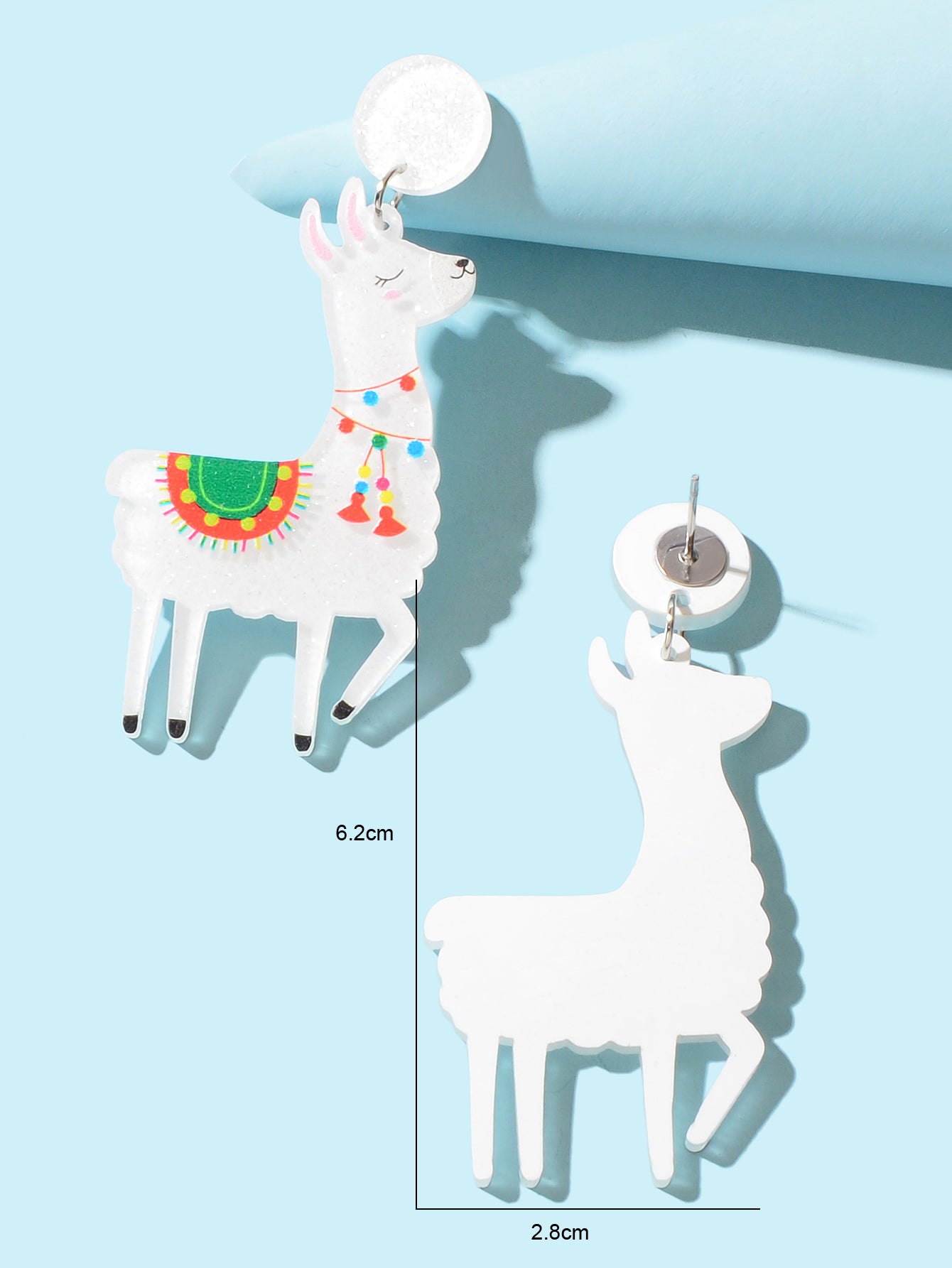 White Acrylic Lovely Sheep Dangle Lamb Earrings Cartoon Design Geometric Jewelry