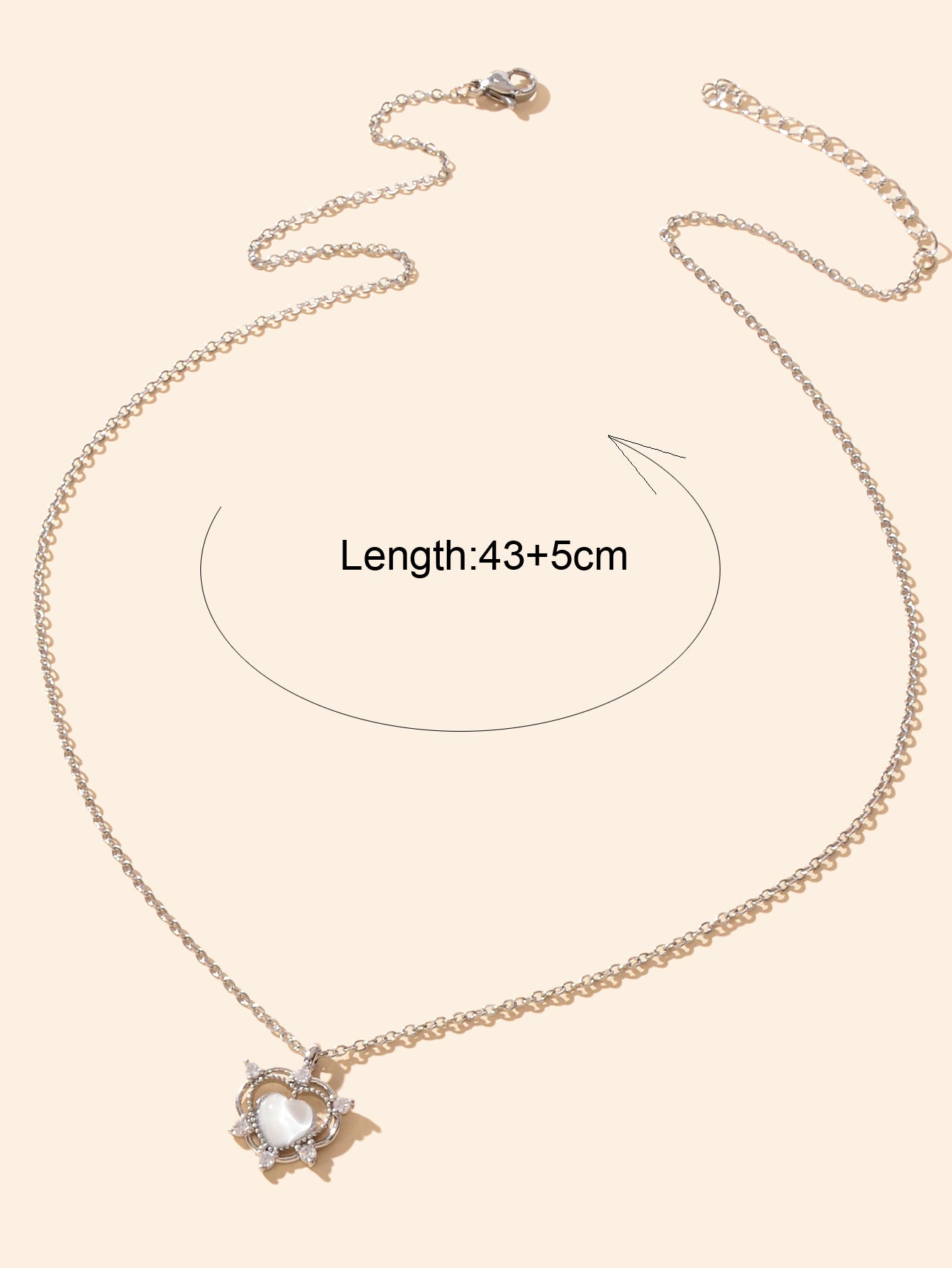 Exquisite Silver Chain Rhinestone Opal Decor Heart Pendant Necklace Gift Jewelry